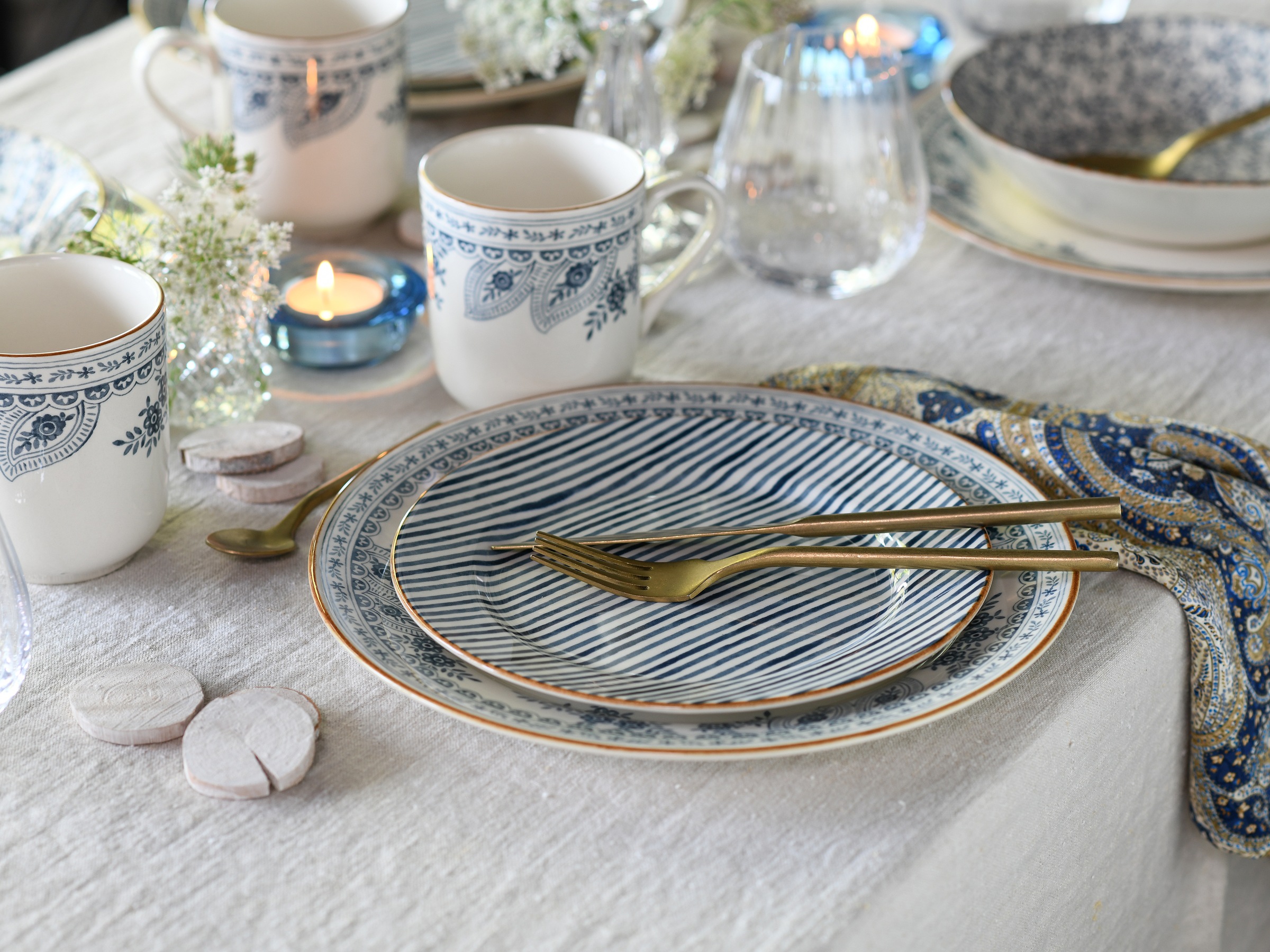 CreaTable Kombiservice »Euböa, Kombi-Service 16-tlg« Blaue Motive