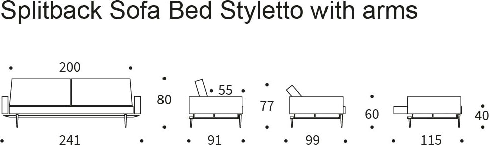 INNOVATION LIVING ™ in kaufen Design skandinavischen dunklen Sofa online Styletto und »Splitback«, mit Armlehne Beinen