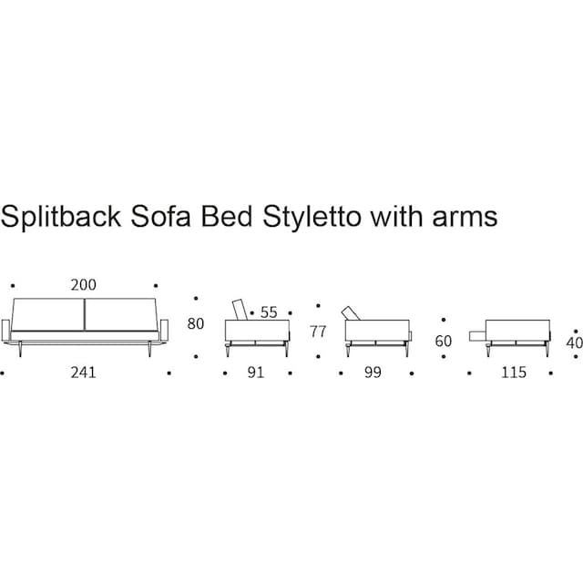 Styletto Armlehne LIVING mit in skandinavischen Beinen, ™ Sofa Design online kaufen INNOVATION »Splitback«, und dunklen