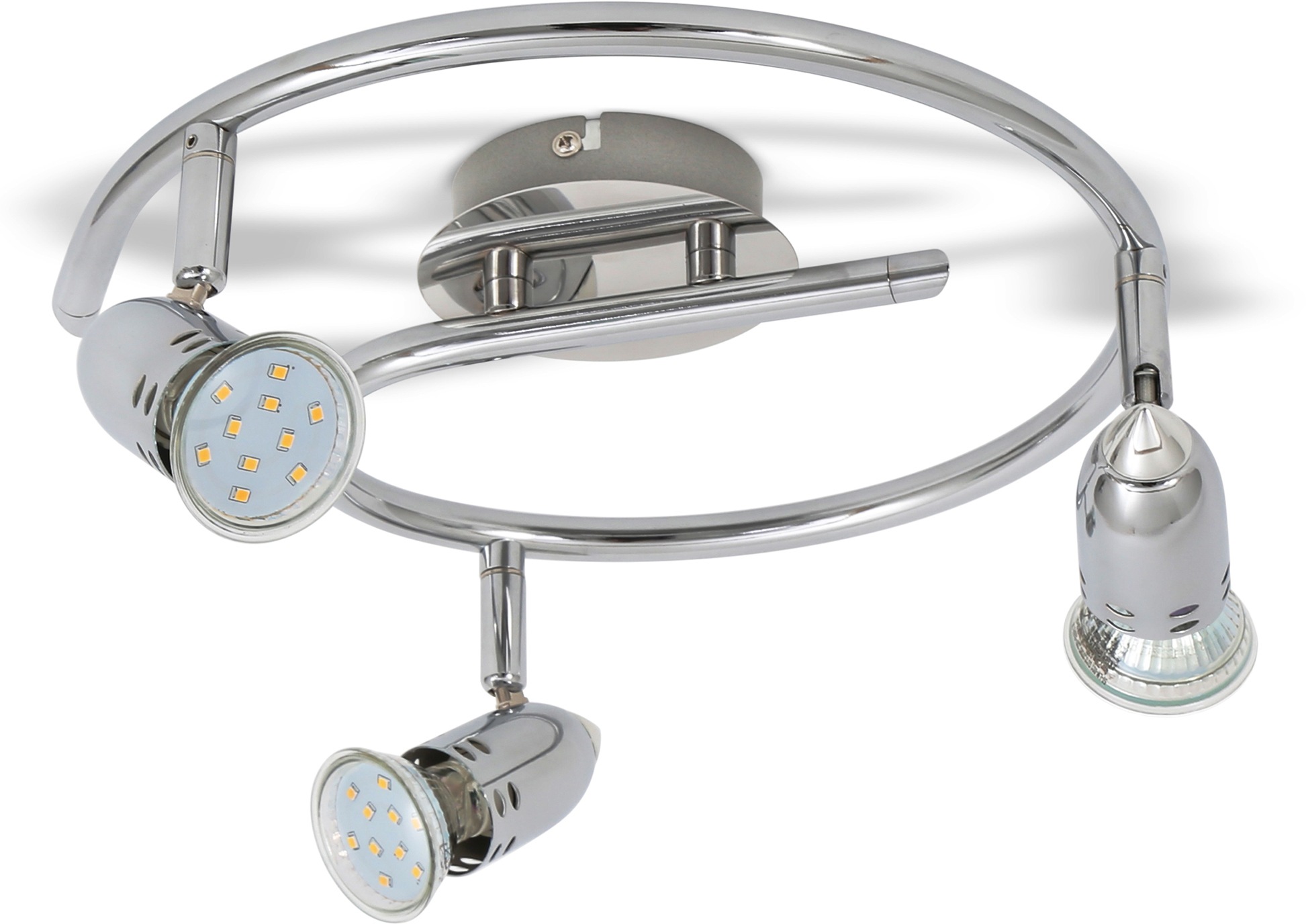 B.K.Licht LED Deckenleuchte, 3 flammig, Leuchtmittel GU10   Leuchtmittel wechselbar, Deckenlampe, Deckenspots, Strahler, inkl. 3W 250lm, modern, chrom