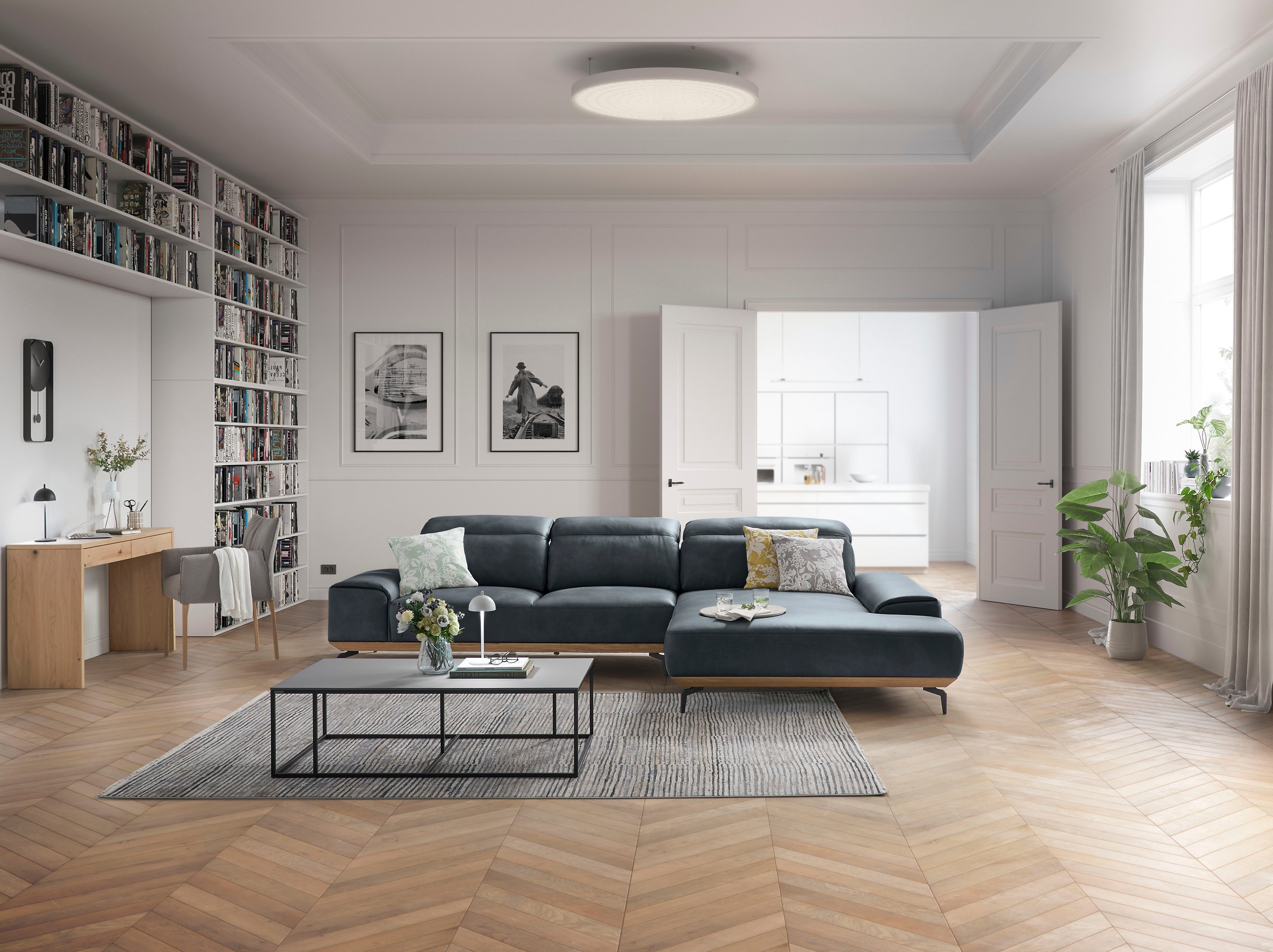 Musterring Wohnlandschaft »MR 2490«, Fuß Schwarz, Sitzhöhe 46cm, wahlweise mit Funktionen, Maße 342x207 cm