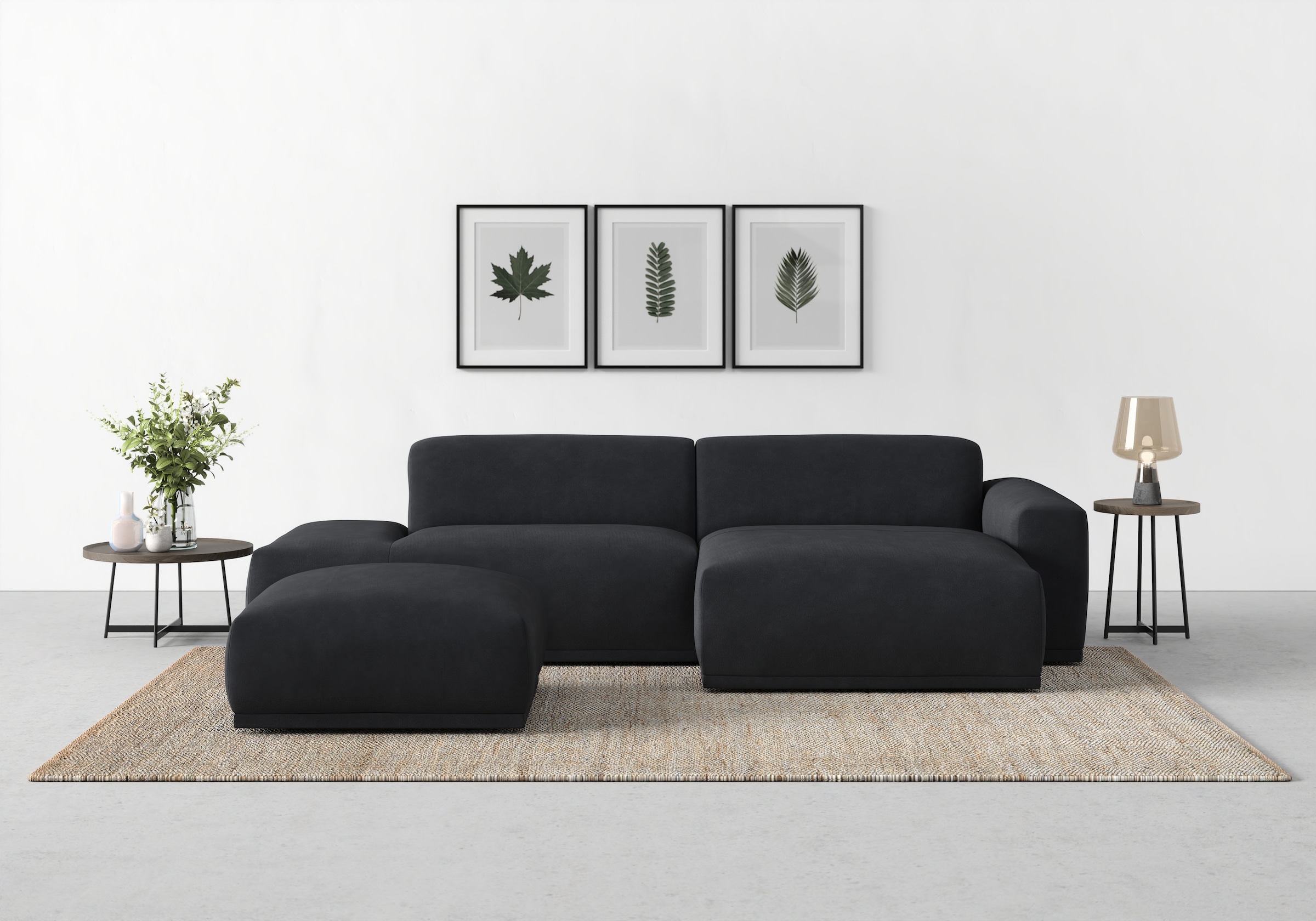 TRENDMANUFAKTUR Hocker »Braga, mit hochwertigem Kaltschaum, quadratisch, in Cord erhältlich«, (1 St.), moderner Polsterhocker, 85/42/85 cm (B/H/T)