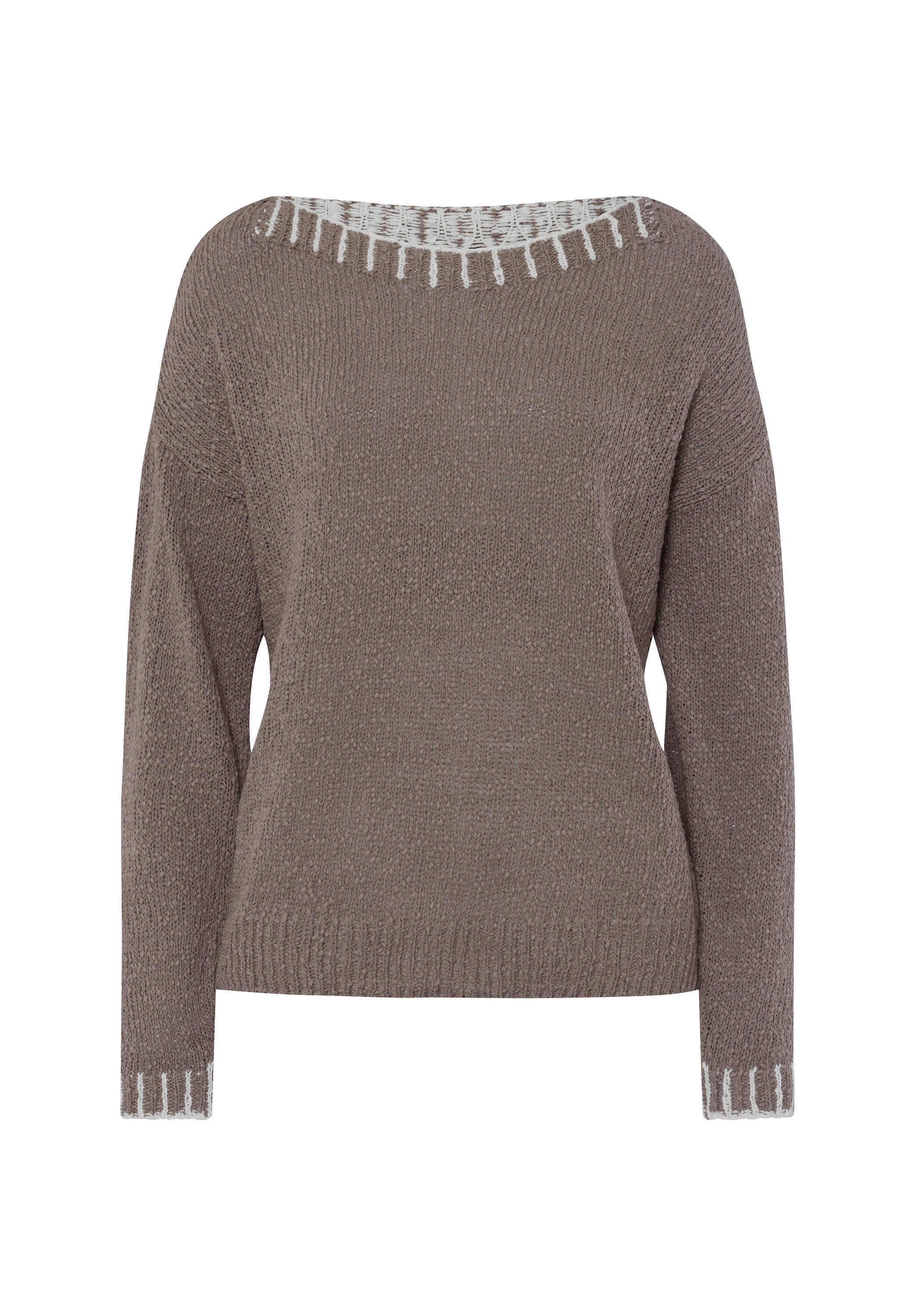 heine Strickpullover »Pullover Rundhalspullover mit Kontrastakzenten«