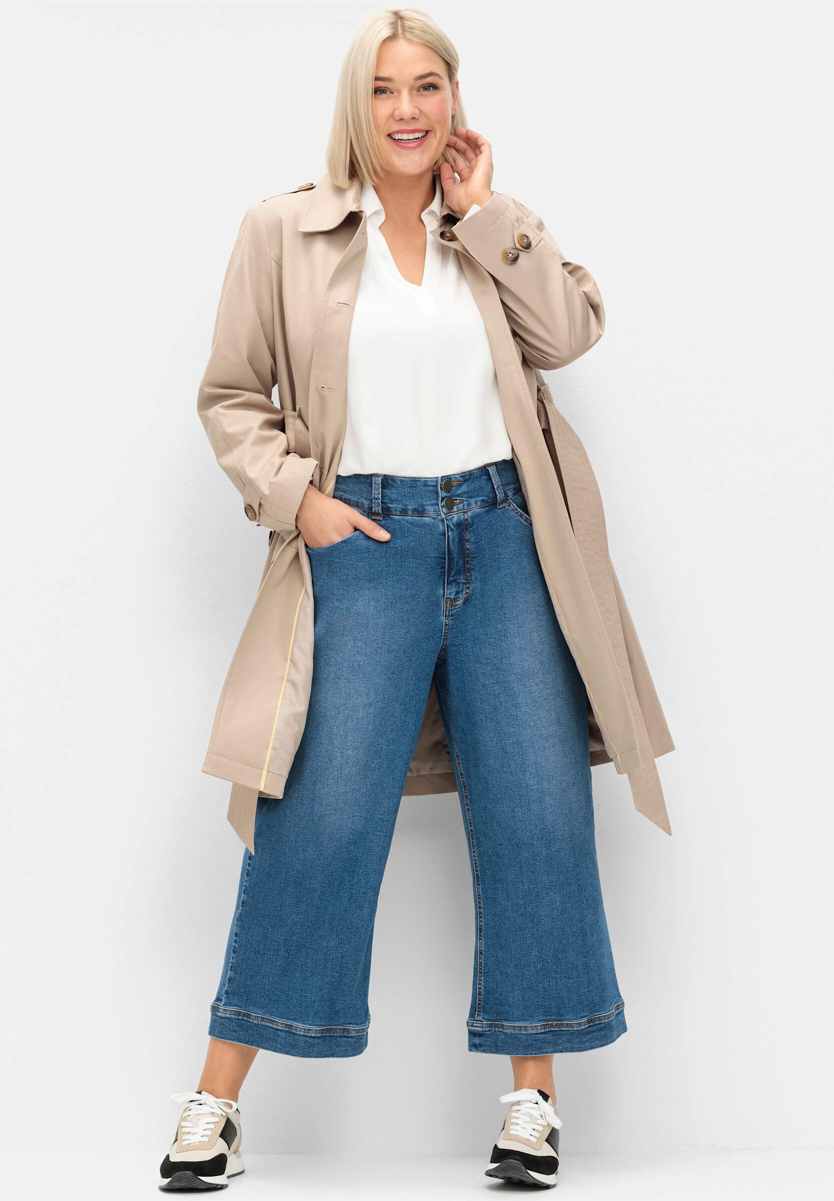 Sheego Bequeme Jeans »7/8-Jeans 7/8-Jeans mit breitem Saumabschluss« im Curvy-Schnitt MANUELA