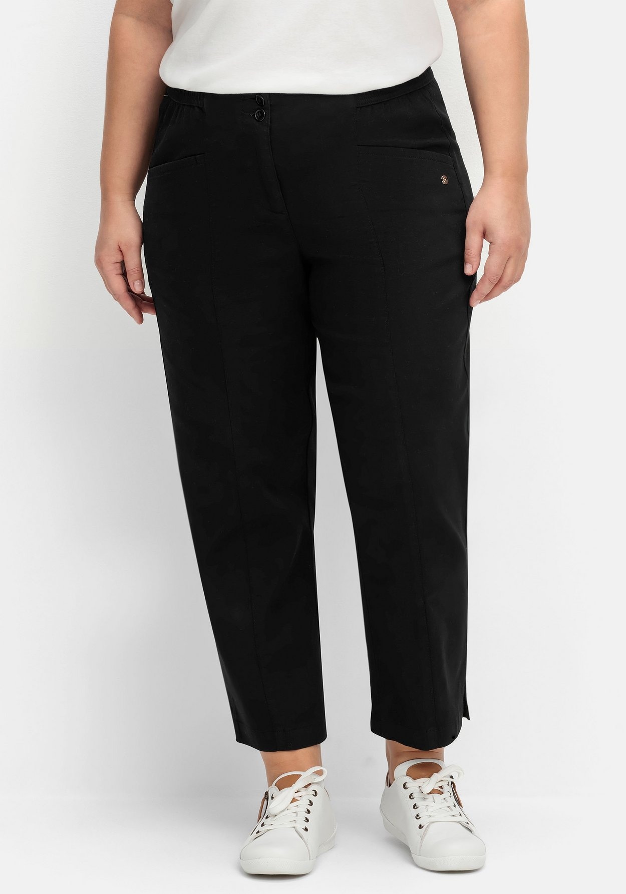 Sheego Stoffhose »Twillhose mit Teil-Gummibund und Biese«