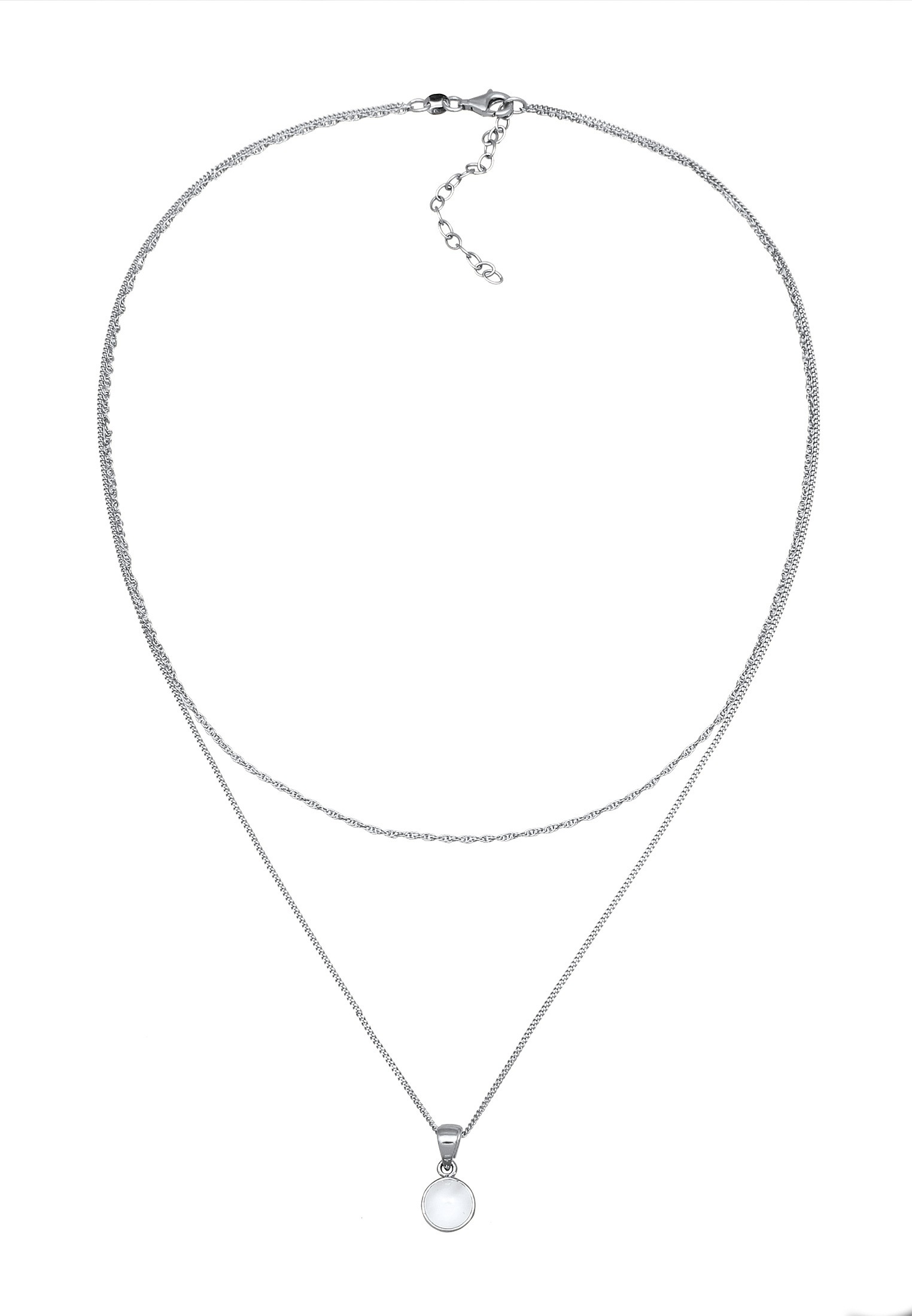 Elli Silberkette »Halskette Layer Solitär Mondstein Weiß 925 Sterling Silber«