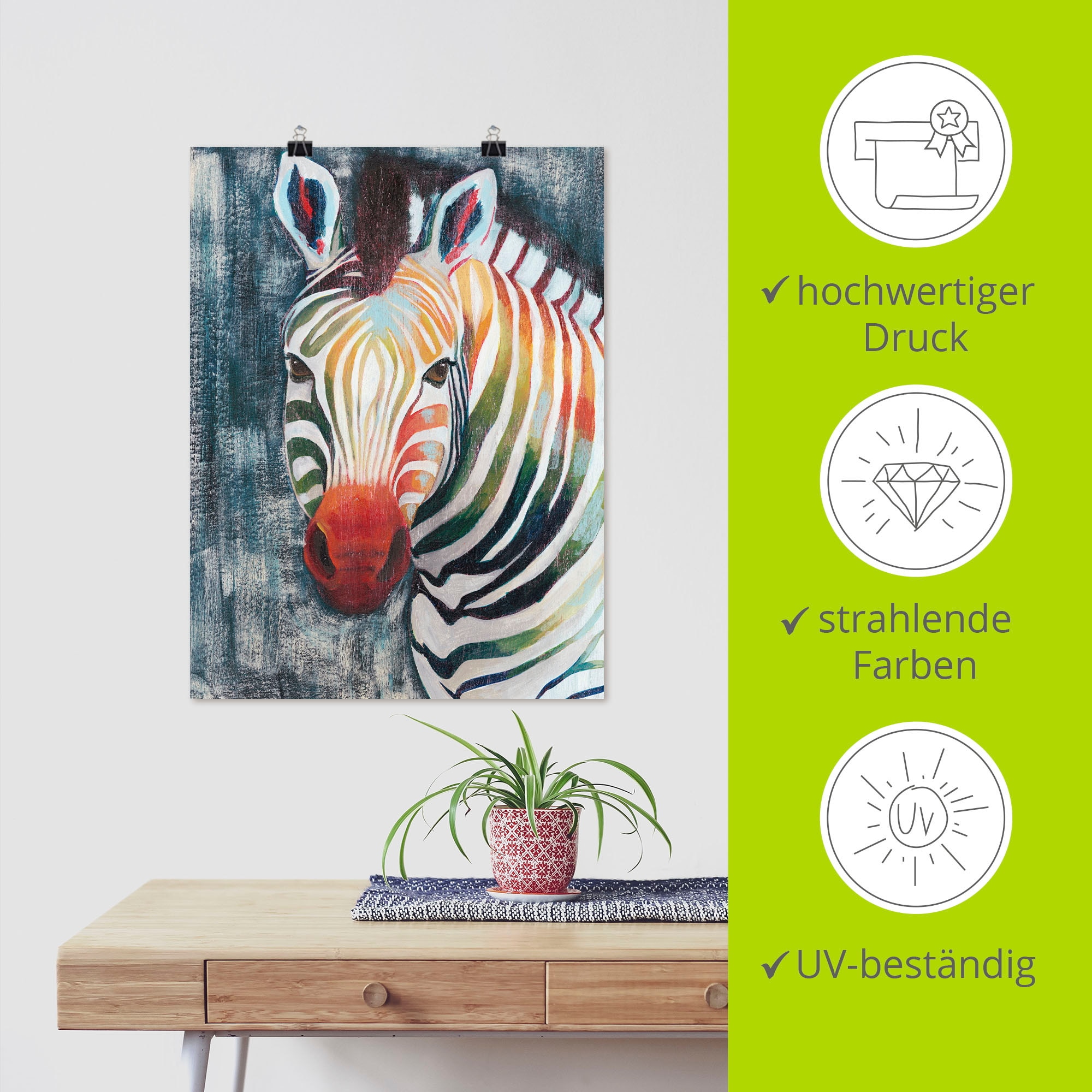 Artland Wandbild »Prisma Zebra II«, Wildtiere, (1 St.), als Leinwandbild, Poster in verschied. Größen