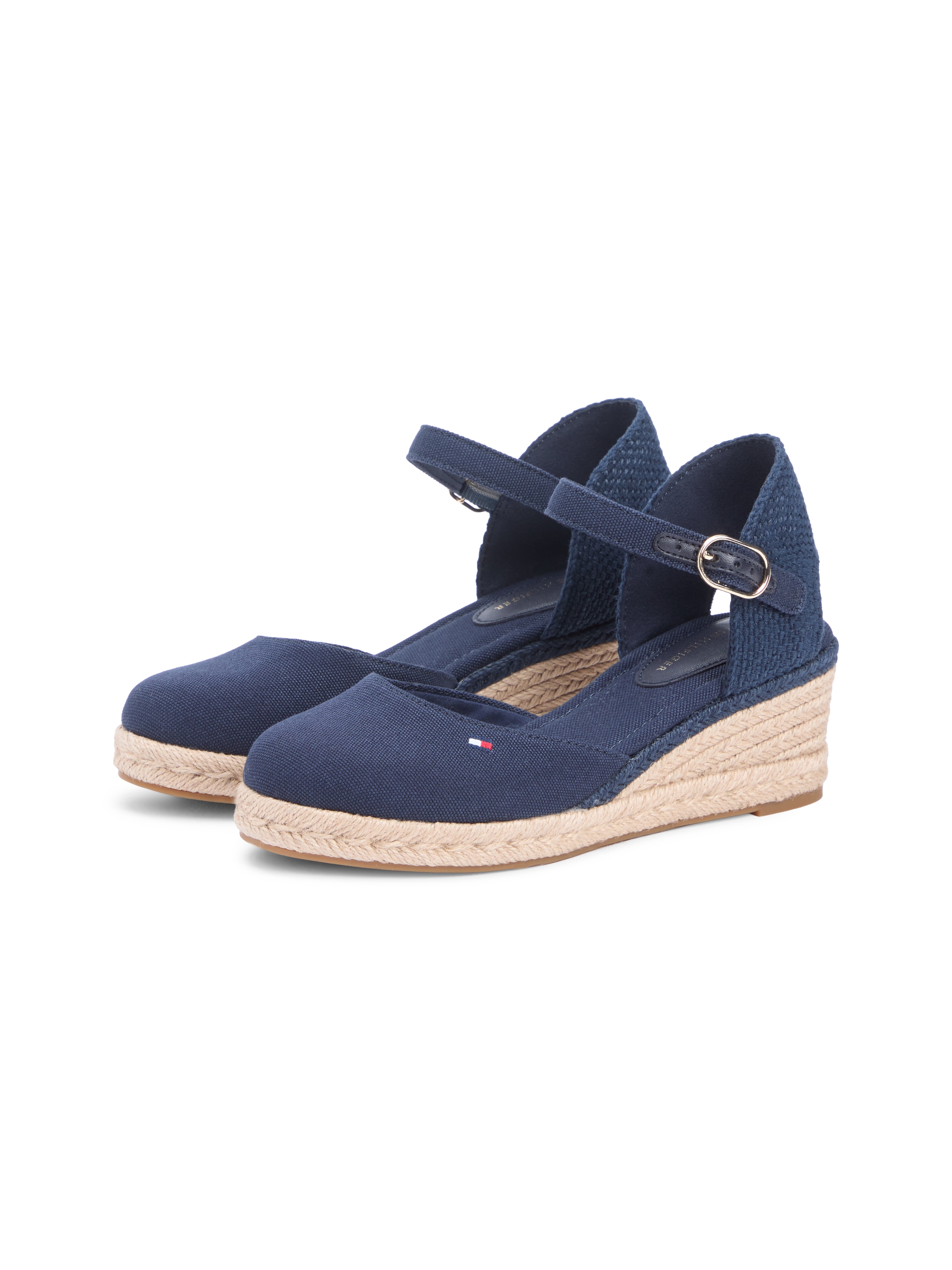 Tommy Hilfiger Keilsandalette »MID WEDGE ESPAD CLOSED TOE«  Plateau, Sommerschuh mit verstellbarer Schnalle, schmale Form