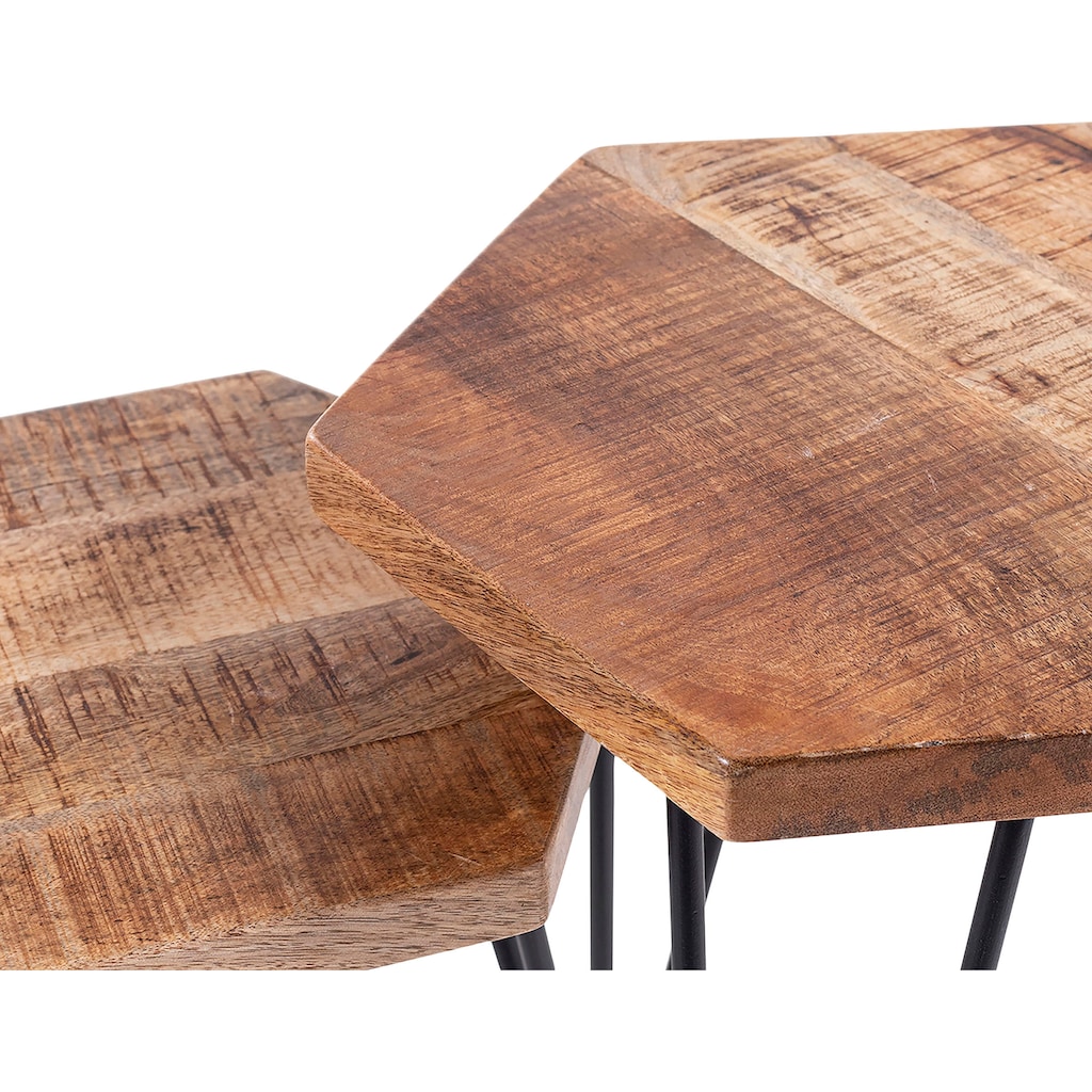 byLIVING Beistelltisch »Elea«, aus Massivholz, bestehend aus 2 Tischen