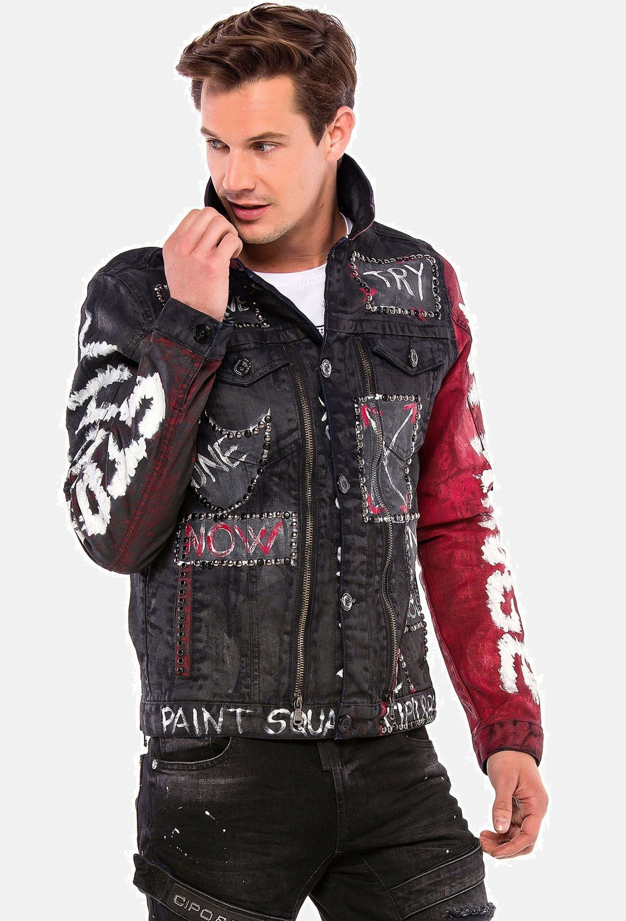 Cipo & Baxx Jeansjacke »Cipo & Baxx Jacke« ohne Kapuze mit Knopfleiste, CJ248