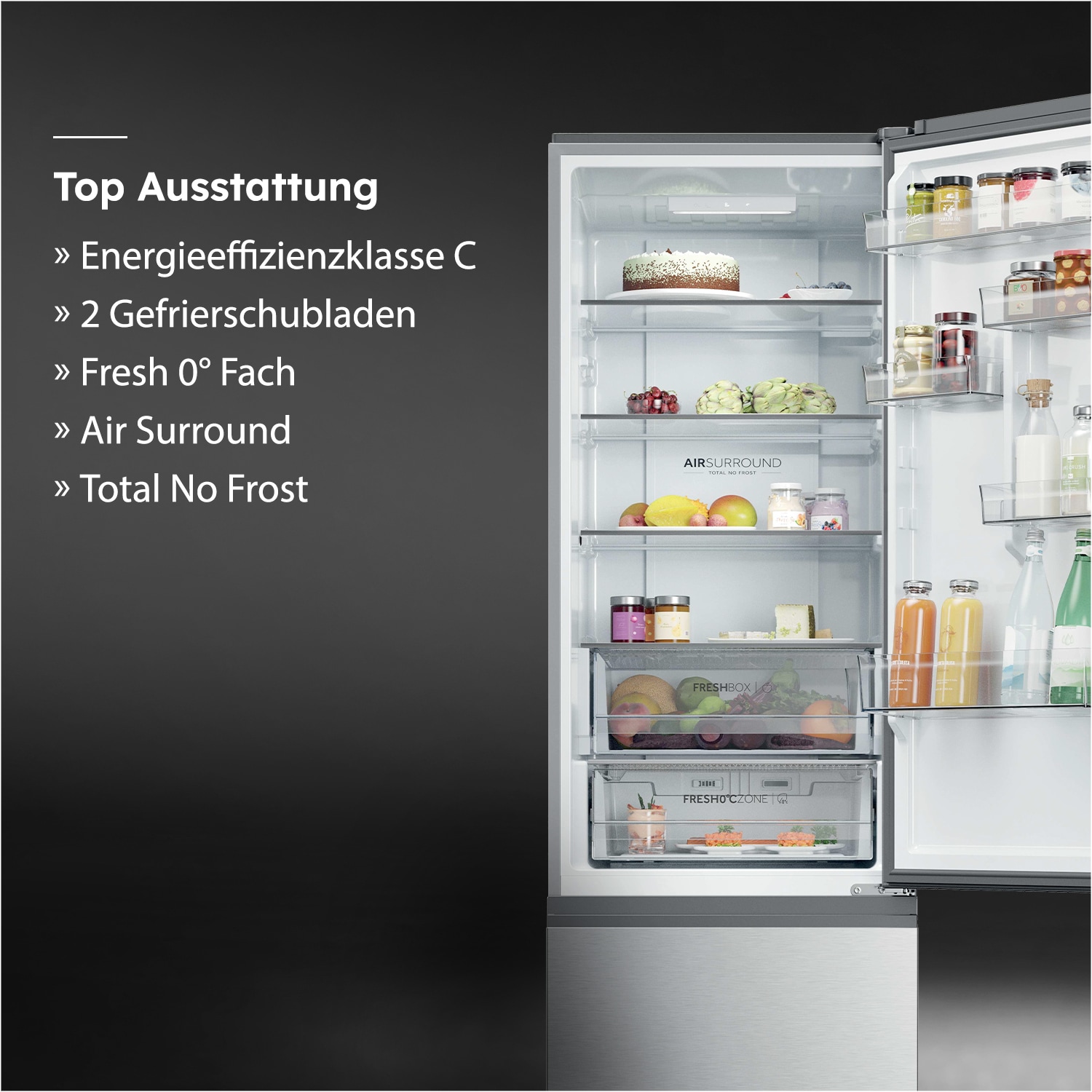 Haier Kühl-/Gefrierkombination »HTR3620CNMG« 205 cm hoch 59,5 cm breit Easy Access-Gefrierschubladen: Alles schnell gefunden