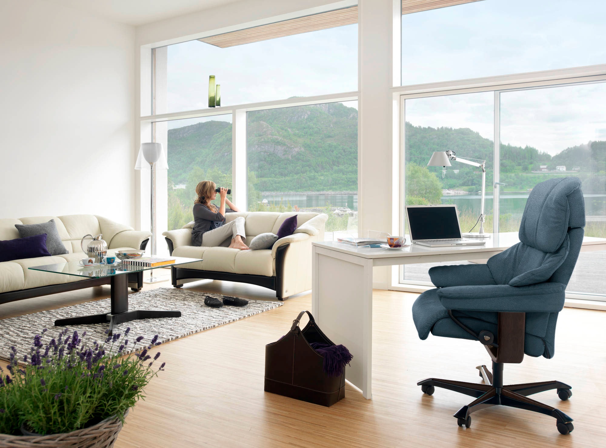 Stressless® Relaxsessel »Reno«, mit Home Office Base, Größe M, Gestell Braun