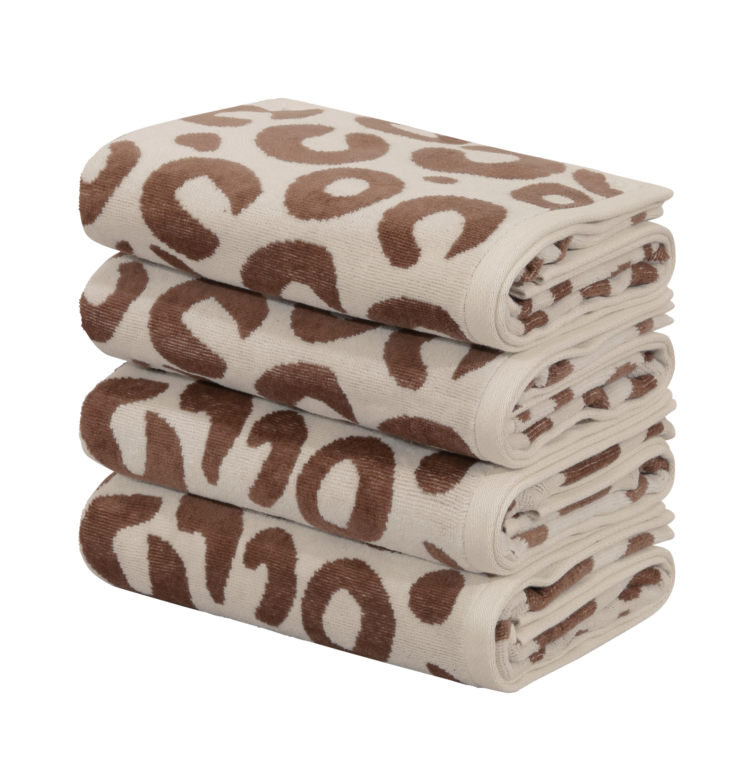 OTTO home Handtuch Set »Anna Leopardenmuster, 4-tlg Handtuch-Set, 50x100cm, 100% Baumwolle« Handtücher, weich, saugstark, modern, Leo, Animal Print
