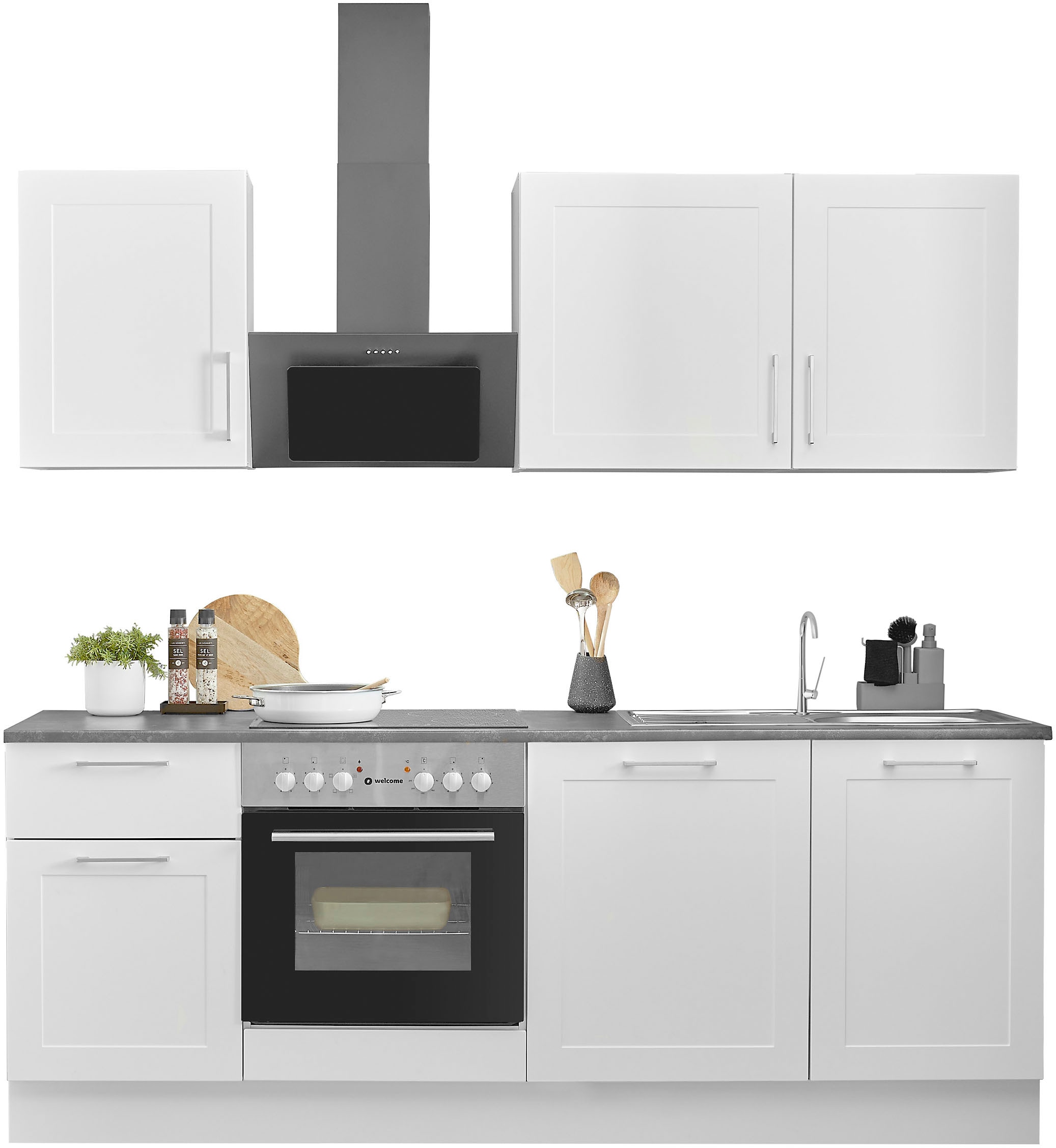 Küchenzeile »Marsi«, Breite 220 cm, wahlweise mit E-Geräten, mit Soft-Close-Funktion