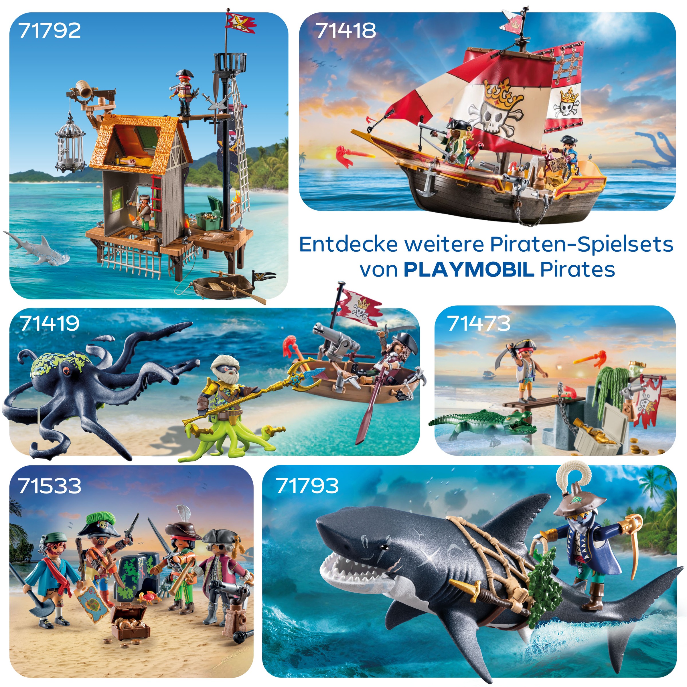 Playmobil® Konstruktions-Spielset »Gefahr durch Riesenhai (71793), Playmobil Pirates«, (21 St.)
