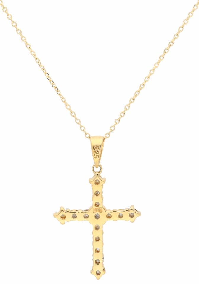 Firetti Kreuzkette »Schmuck Geschenk Halsschmuck Halskette Silberkette Kreuz«, mit Diamanten