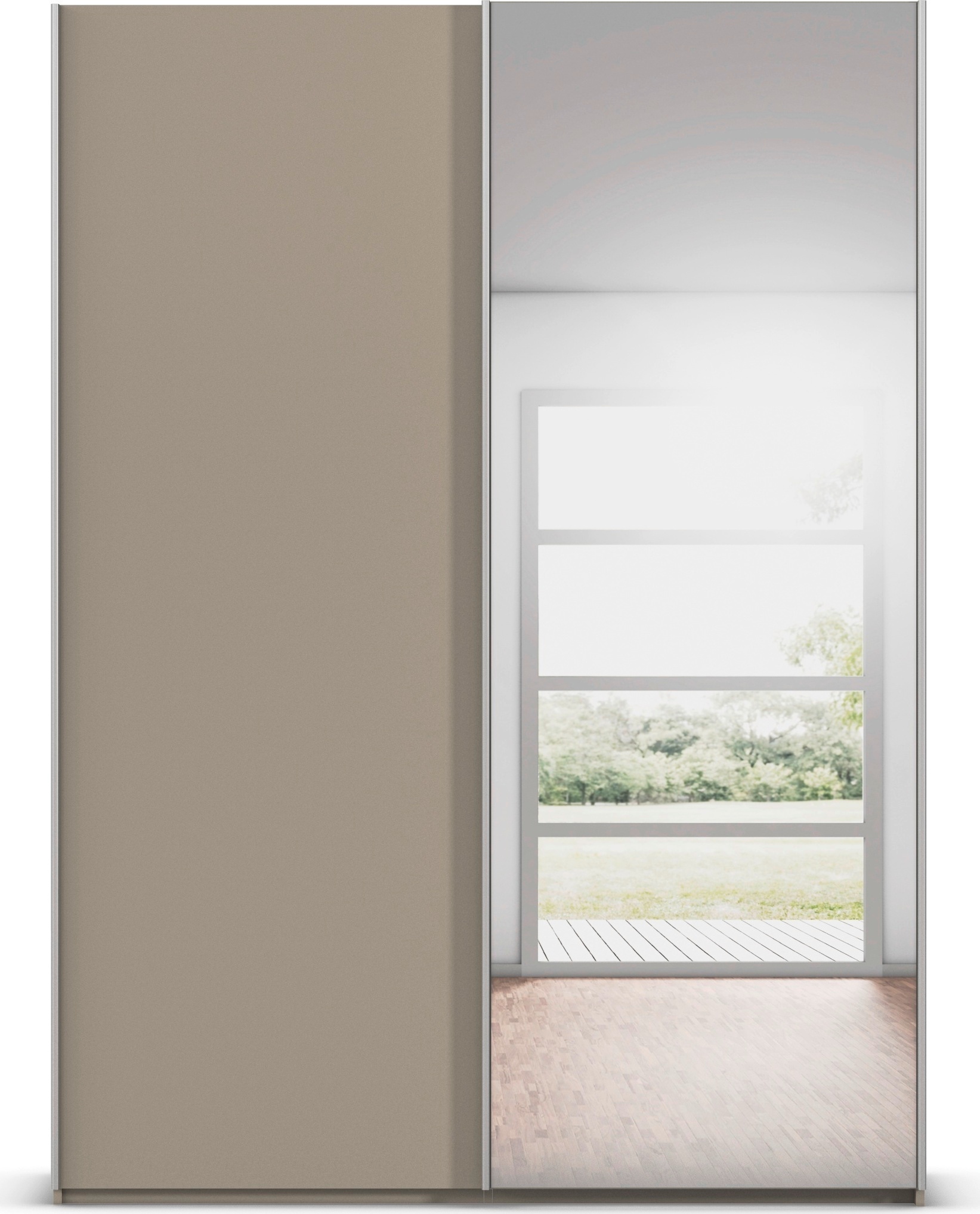 rauch Kleiderschrank »Schwebetürenschrank Schrank Garderobe Ankleide Schlafzimmer TARO« in 3 verschiedenen Ausstattungen BASIC/CLASSIC/PREMIUM (SOFT-CLOSE),  4 Breiten, optional Passepartout mit/ohne Beleuchtung MADE IN GERMANY