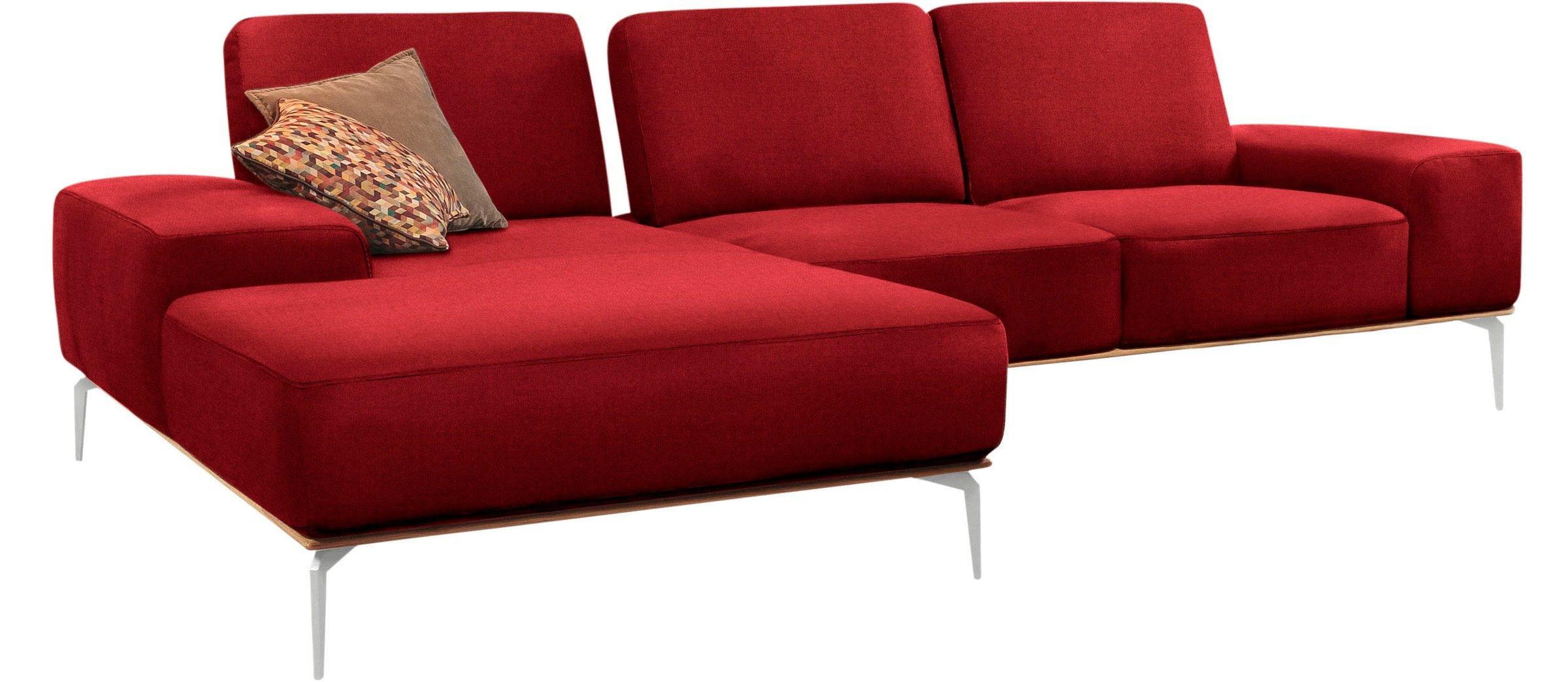 W.SCHILLIG Ecksofa »run, Designsofa, bequem, L-Form«, mit elegantem Holzsockel, Füße in Chrom glänzend, Breite 299 cm