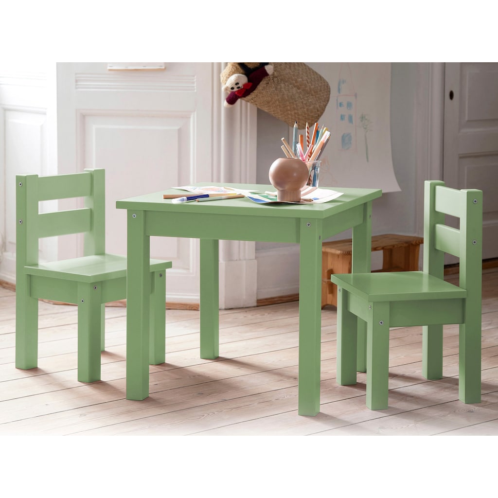 Hoppekids Kindersitzgruppe »MADS Kindersitzgruppe«, (Set, 3 tlg., 1 Tisch, 2 Stühle), in vielen Farben, mit zwei Stühlen