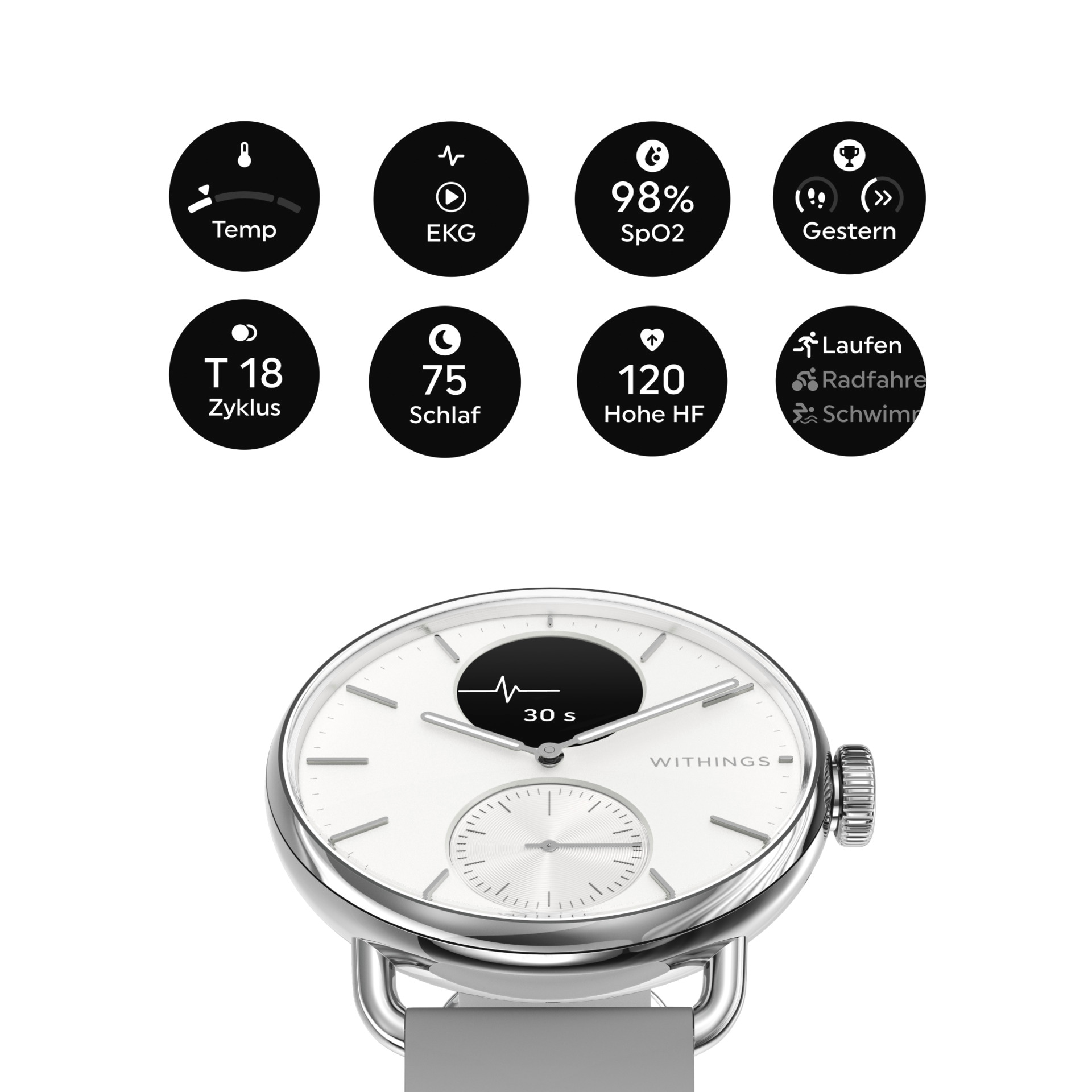 Withings Smartwatch »ScanWatch 2 (38 mm)«, (1,6 cm / 0,63 Zoll), Proprietär,)