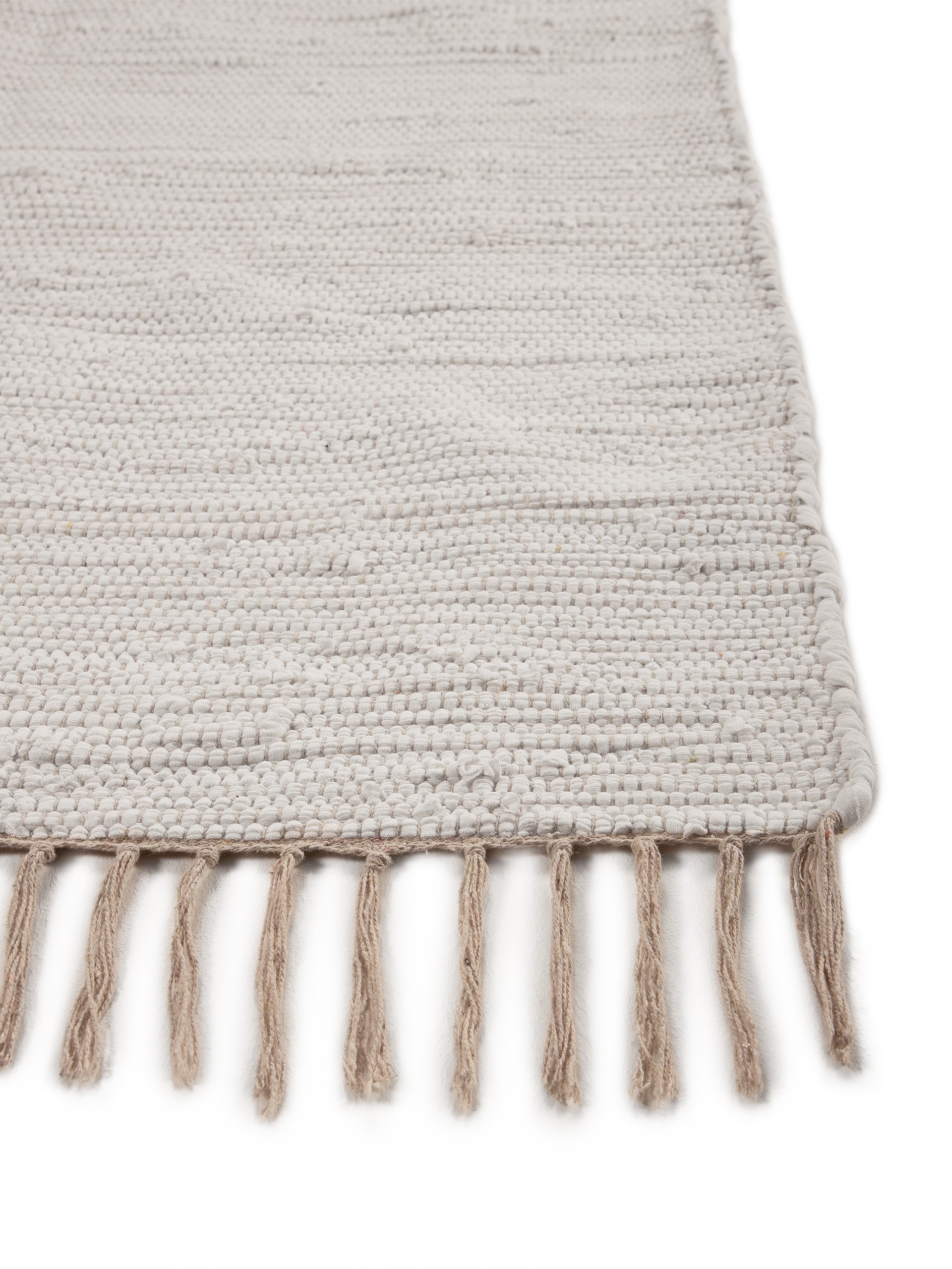 carpetfine Teppich »Kelim Chindi uni«, rechteckig, 5 mm Höhe, Wendeteppich, reine Baumwolle, handgewebt, Uni-Farben, mit Fransen