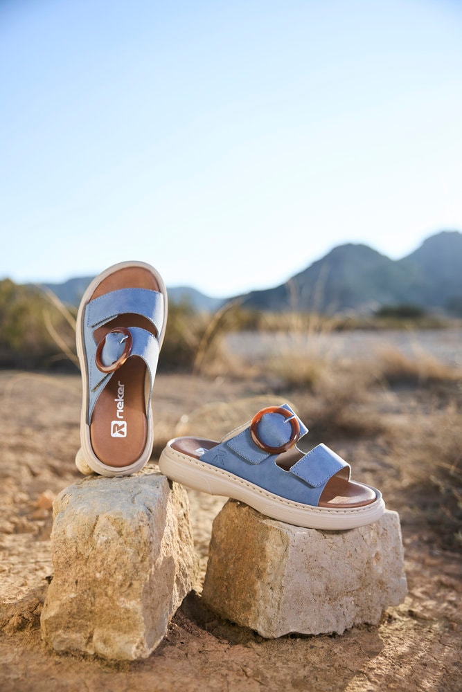 Rieker Pantolette  Sommerschuh, Hausschuh, Strandschuh mit Klettriemchen