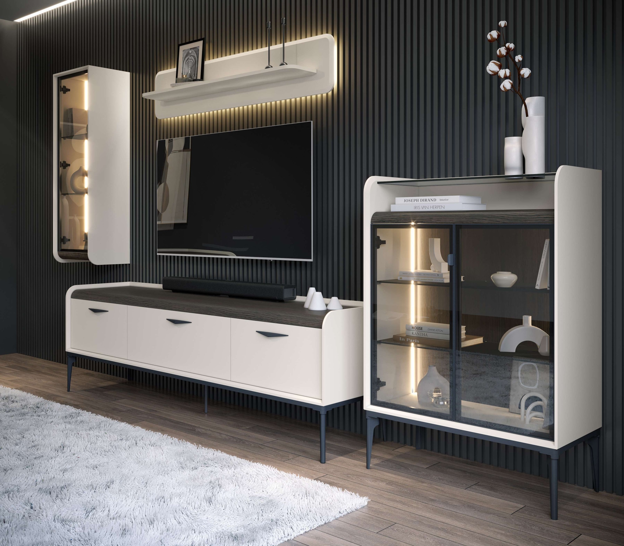 OTTO home Hängevitrine »Soffy Wandschrank, Schwebendes Design für modernen Wohnraum« UV lackiert, Soft Close Funktion, Wandmontage, Metallgriff