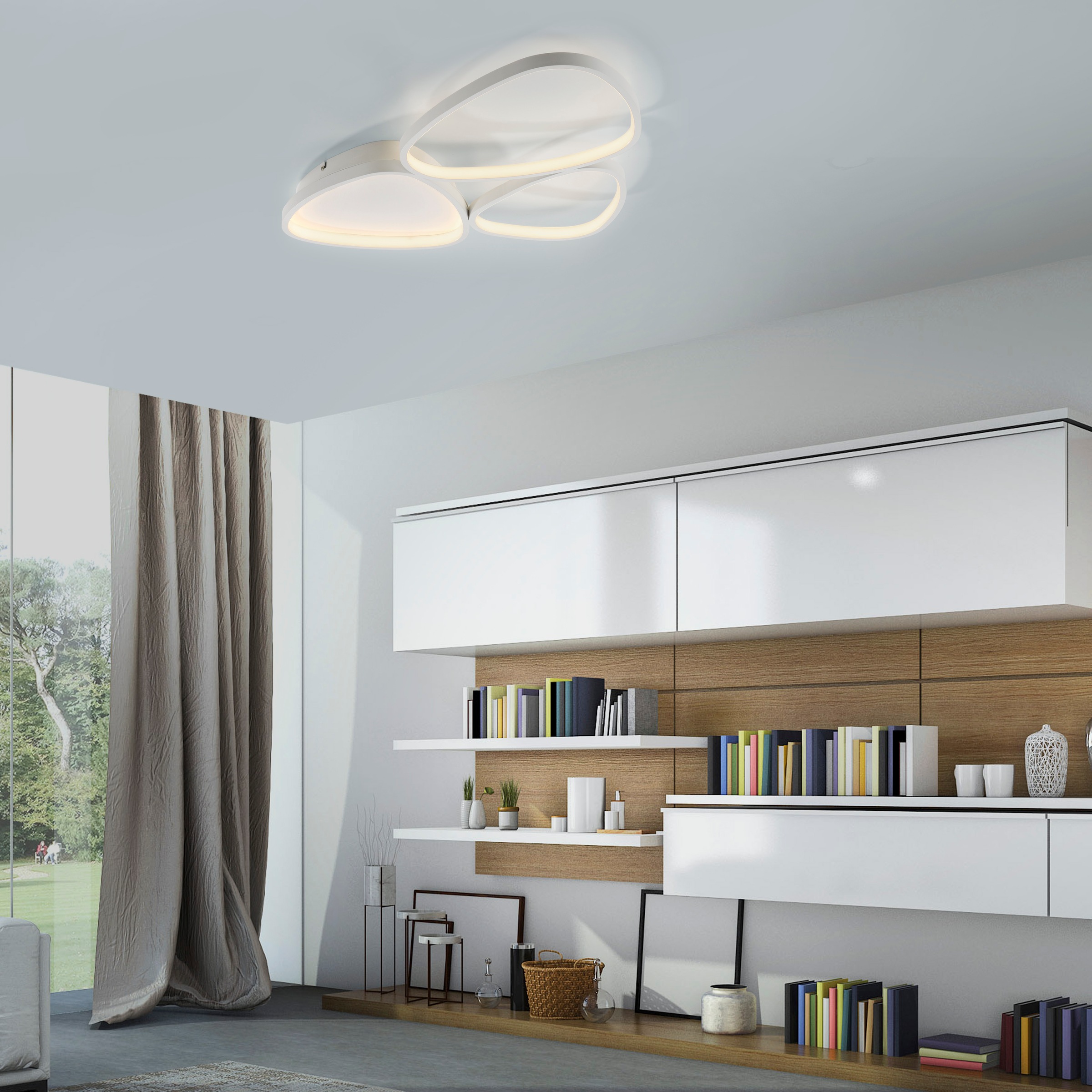 JUST LIGHT Deckenleuchte »PEBBLES«, 1 flammig, Leuchtmittel LED-Board | LED fest integriert, LED, dimmbar, Switchmo, Memory, nach Trennung vom Netz