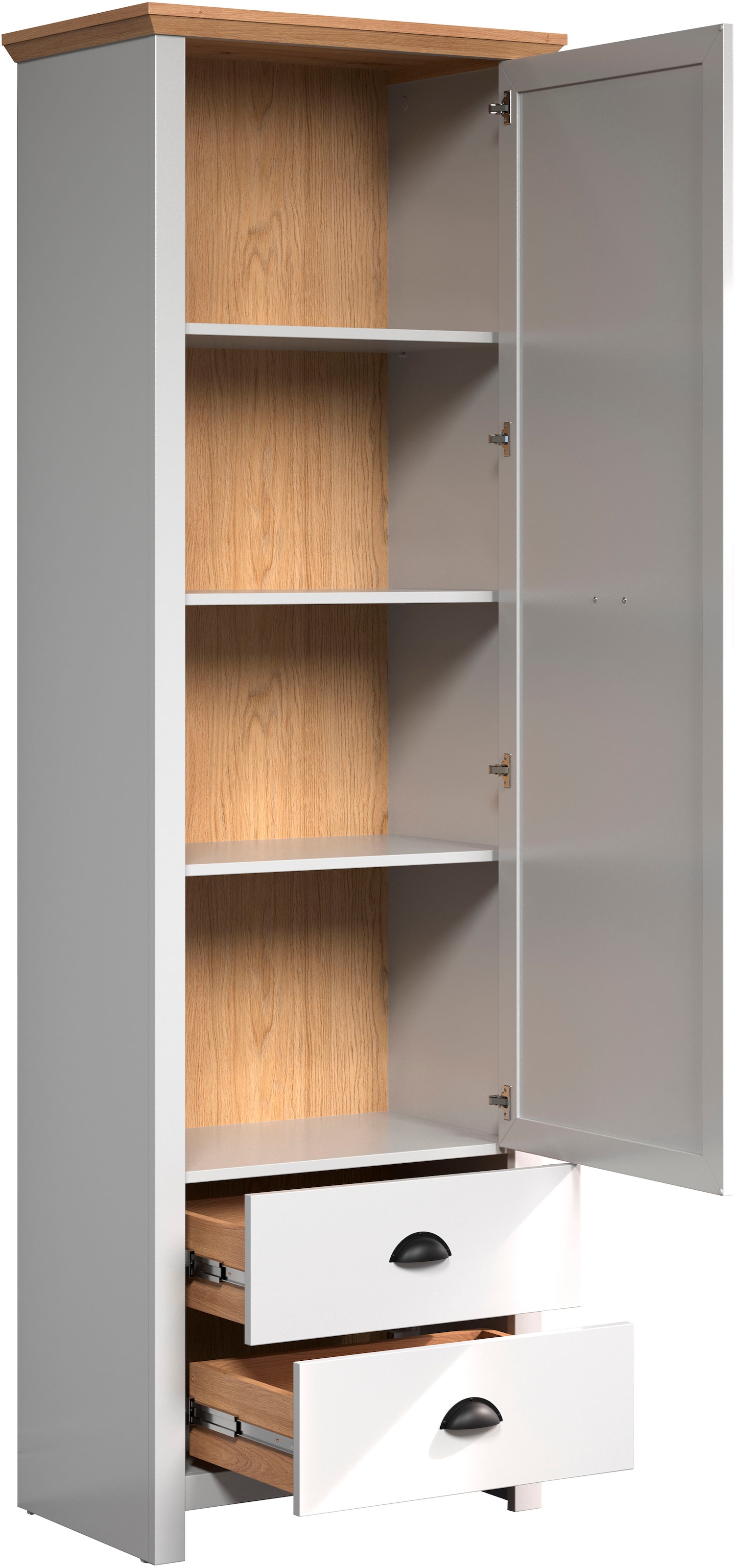 Home affaire Garderobenschrank »Herzwill«, Kleiderschrank, grau, Eiche, Kleiderstange, B/H/T ca.: 65/201/41 cm