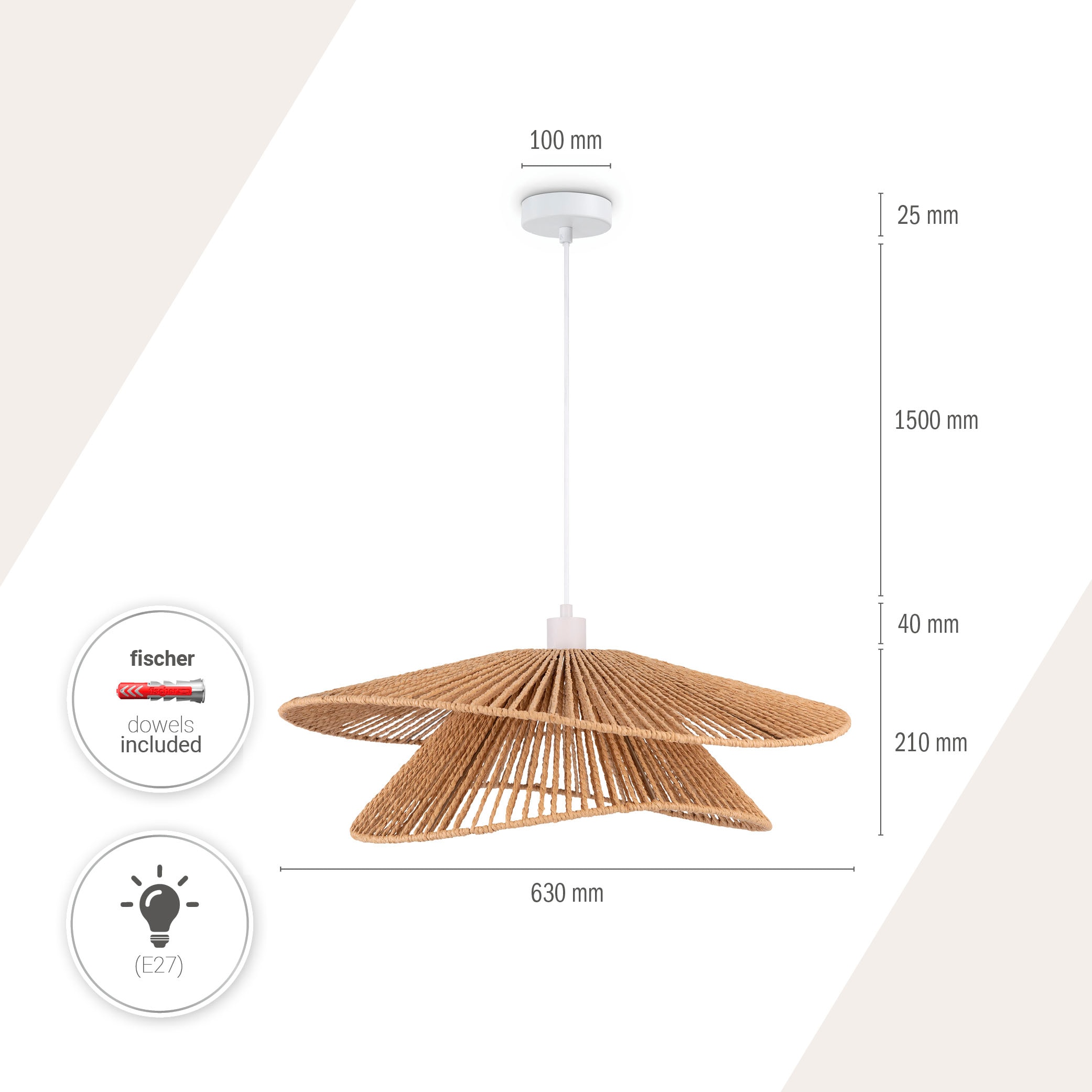 Paco Home Pendelleuchte »HUGO PD1«, 1 flammig, Leuchtmittel E27 | ohne Leuchtmittel