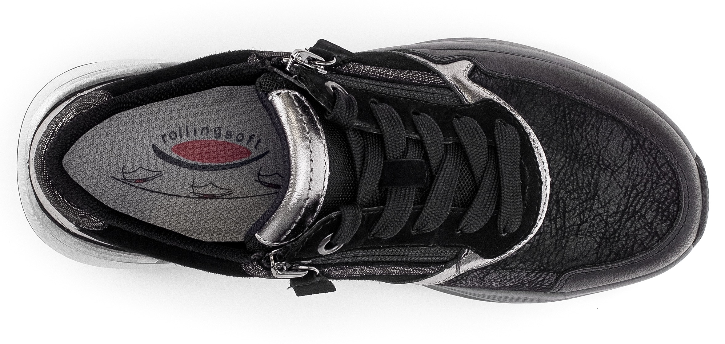 Gabor Rollingsoft Keilsneaker, Keilabsatz, Freizeitschuh, Halbschuh, Schnürschuh, Kontrastbesätze