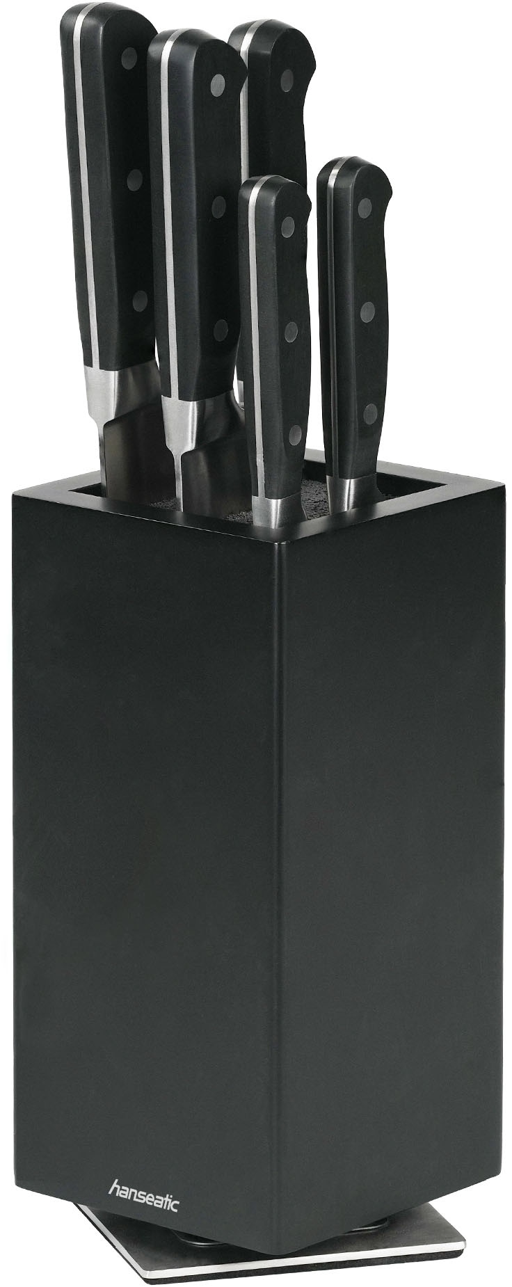 Hanseatic Magnet-Messerblock »hanseatic PREMIUM, aus Gummibaumholz, Messerblock Set, 6-tlg.« 6 Stk. elegantes Design, herausnehmbarer Borsteneinsatz, 360-Grad-drehbar