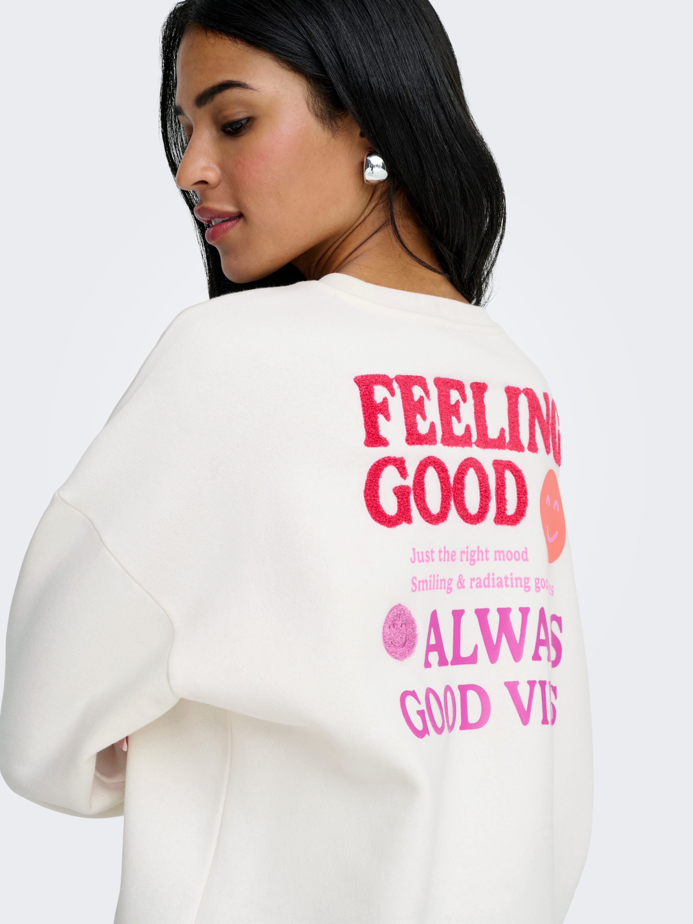 ONLY Sweatshirt »ONLDAZE L/S O-NECK TERRY PRINT CS SWT«, mit Print auf der Vorder- und Rückseite
