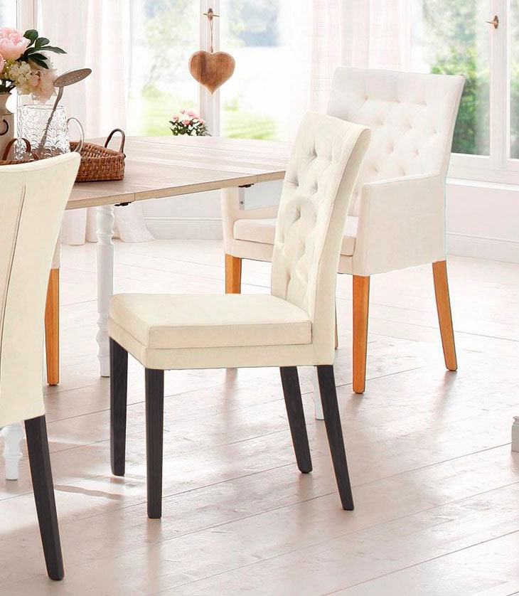 Home affaire 4-Fußstuhl »Colorado«, (Set), 4 St., Luxus-Microfaser, Beine aus Buche, wengefarben lackiert, Im 2er, 4er oder 6er-Set