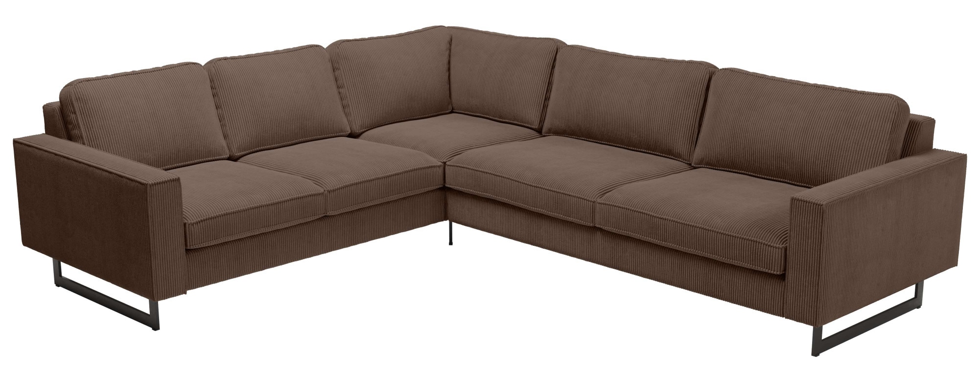 Places of Style Ecksofa »Pinto, 250/290 cm, langer Schenkel, XXL, Ottomane«, Cord, Feincord, Luxus-Microfaser Leder und Chenille