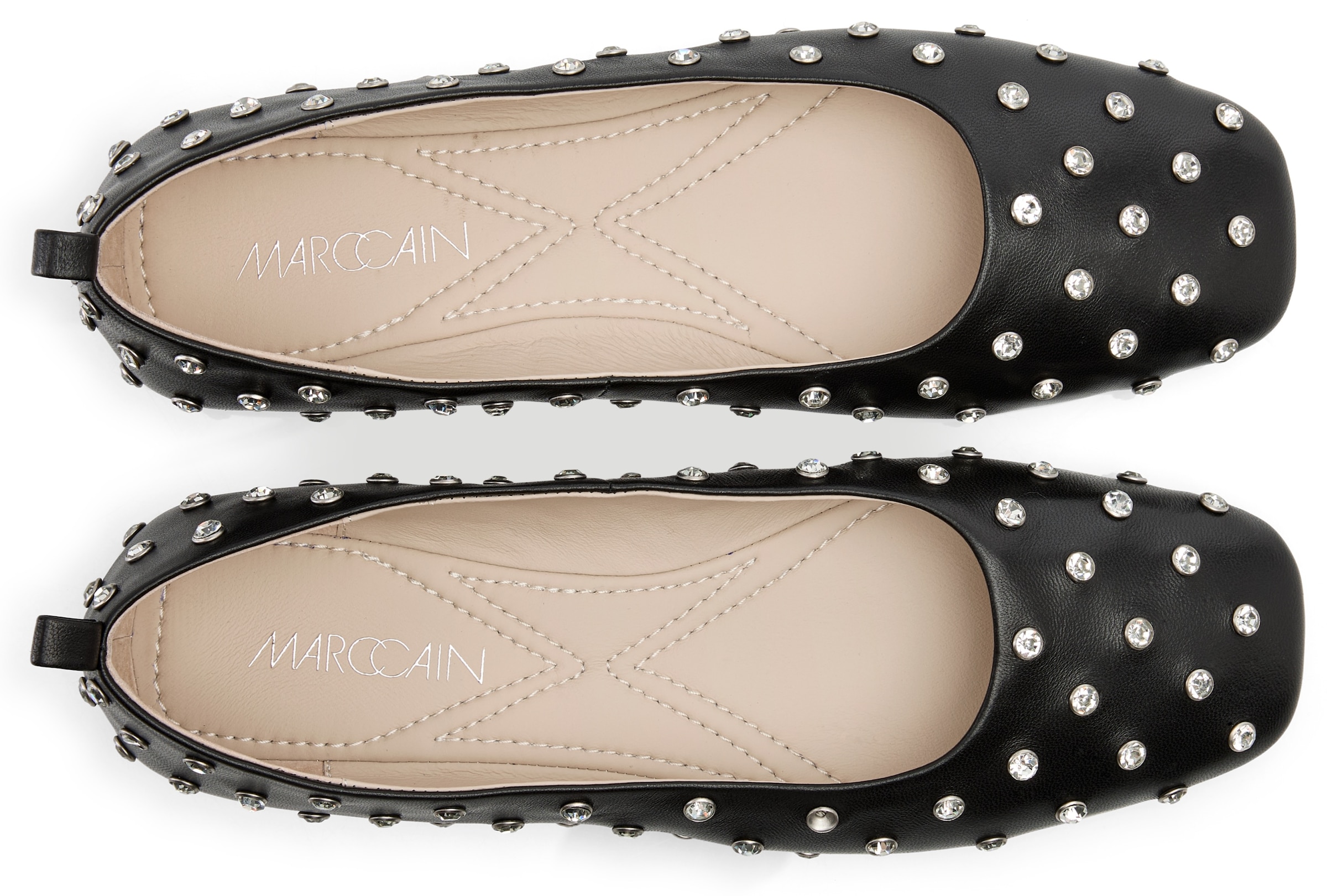 Marc Cain Ballerina, Flats, Loafer, Slipper mit Glitzersteinchen besetzt