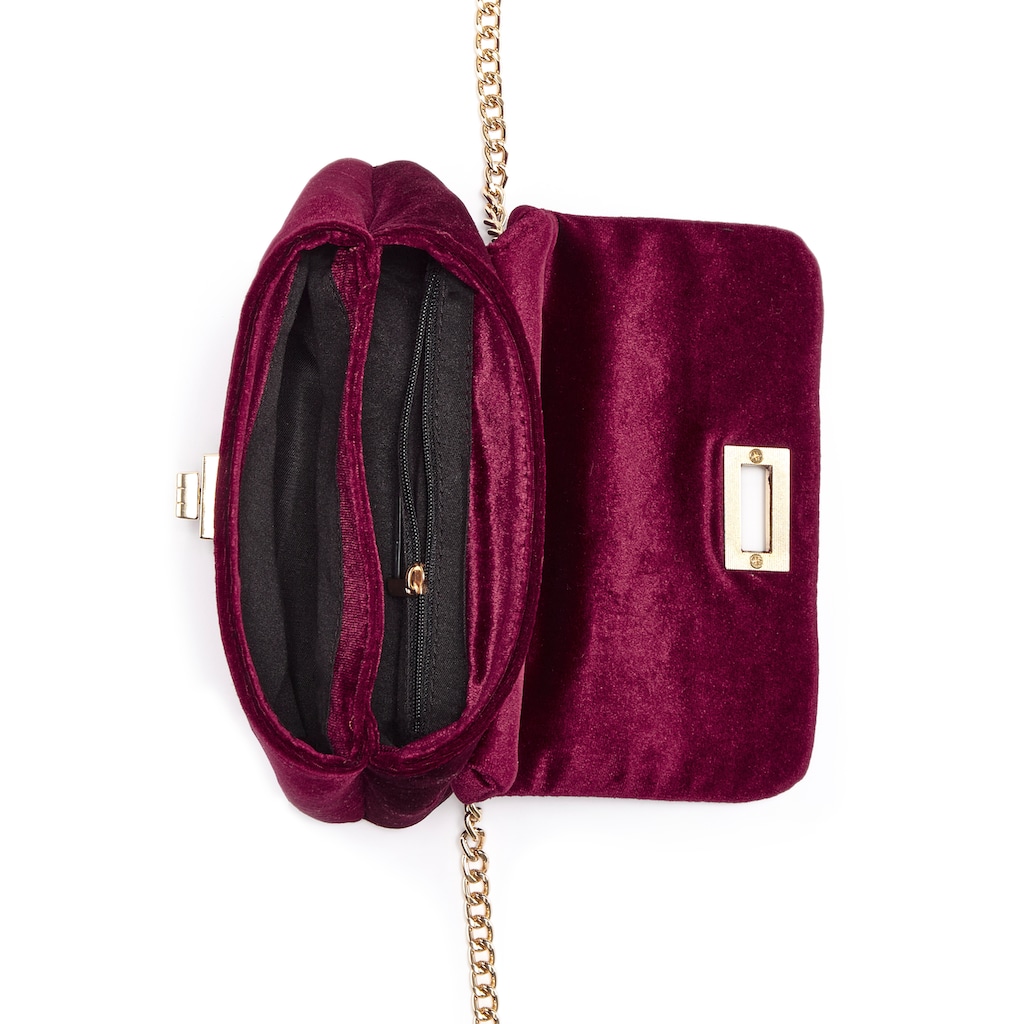 Vivance Handtasche, Mini Bag, Umhängetasche, Kettentasche in Samt-Optik, Schultertasche