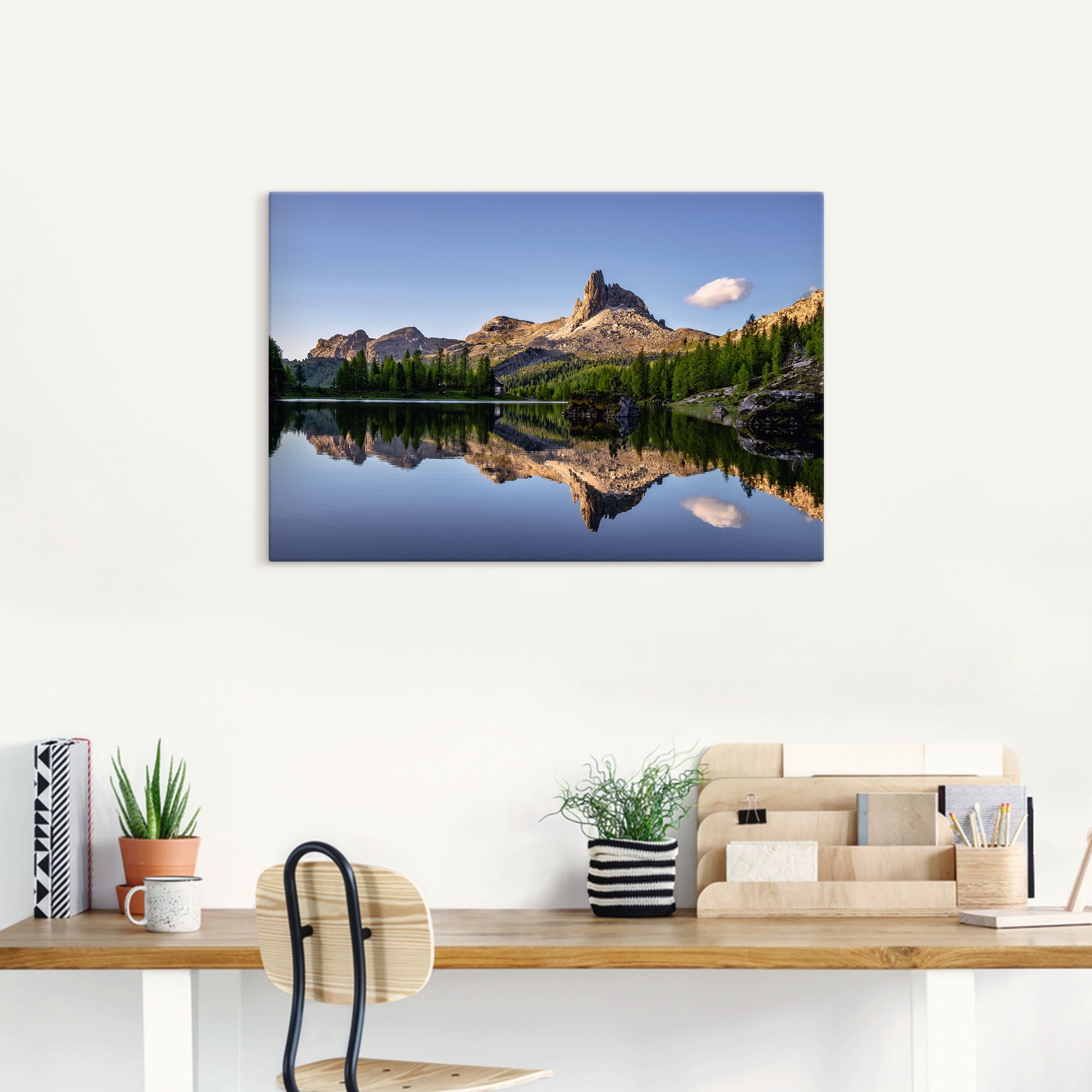 Artland Leinwandbild »Lago Di Federa in den Dolomiten«, Gewässer, (1 St.), auf Keilrahmen gespannt