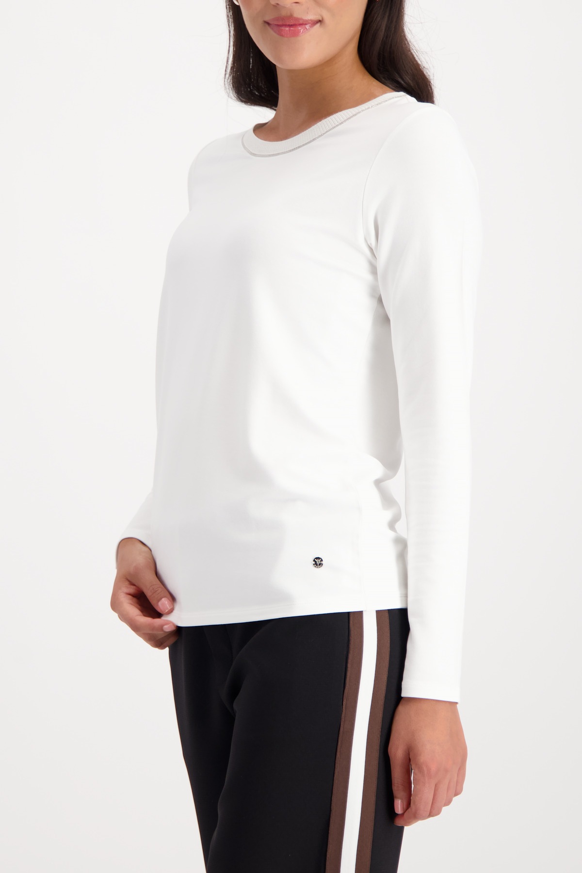 Monari Langarmshirt »Shirt Basic Schmuck Kette« Regular fit mit Rundhalsausschnitt