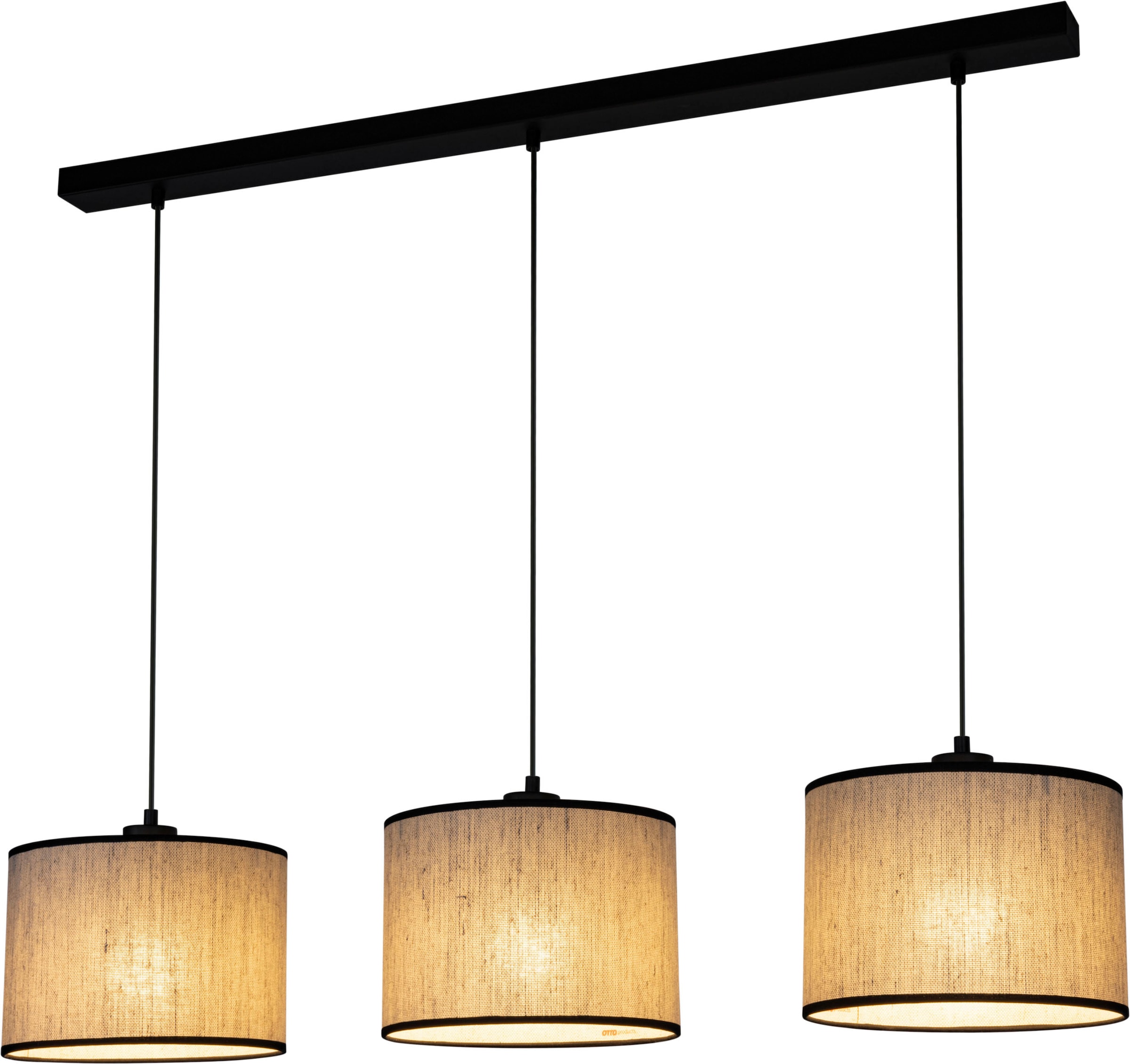 andas Pendelleuchte »Virrat, im skandinavischen Stil«, 3 flammig, Leuchtmittel E27 | Leuchtmittel wechselbar, Pendellampe mit Leinenschirm, im zeitlosen Design, Made in Europe