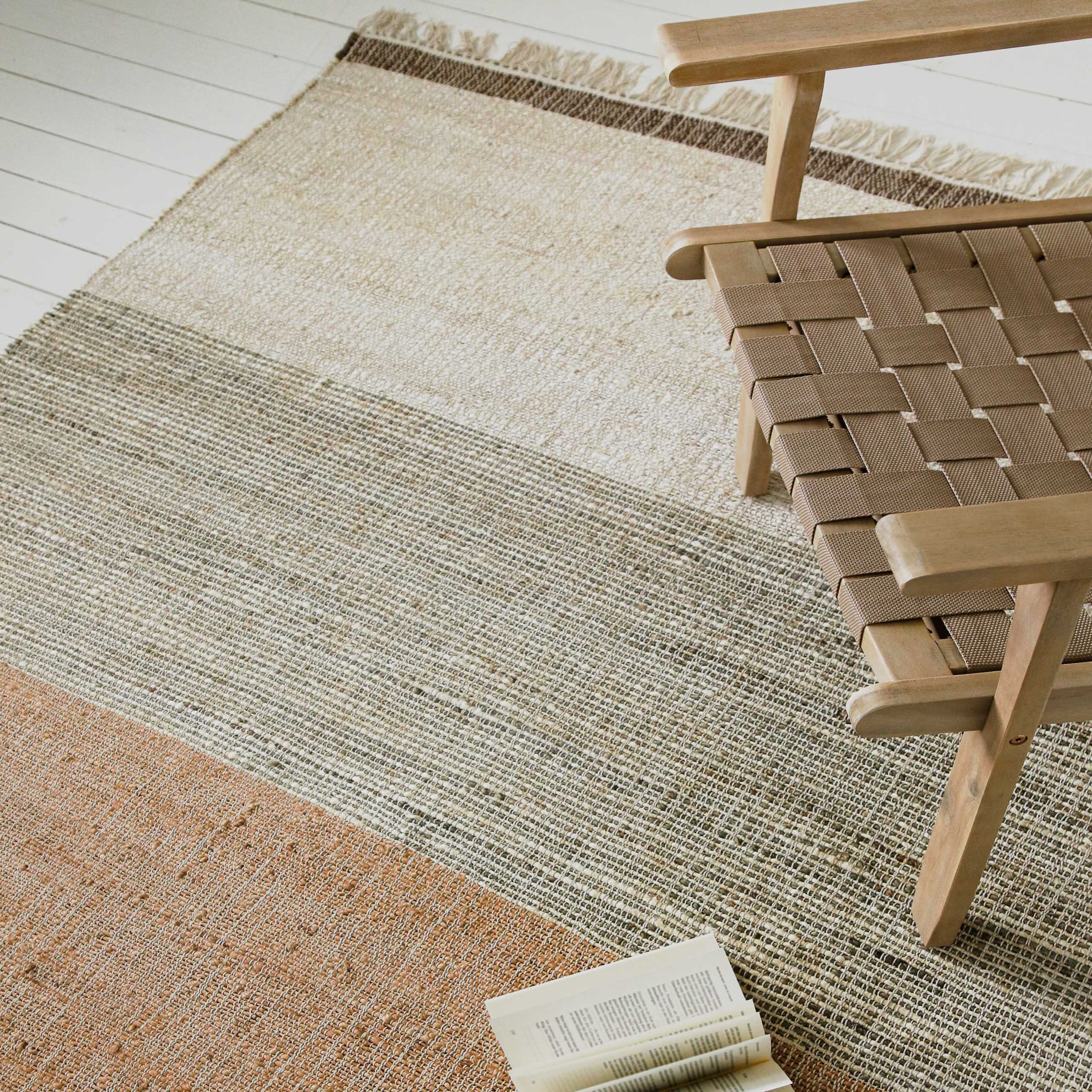 my home Teppich »Dallin«, rechteckig, 4 mm Höhe, 80% Jute, handgewebt, mit Fransen, Wohnzimmer, Naturfaser