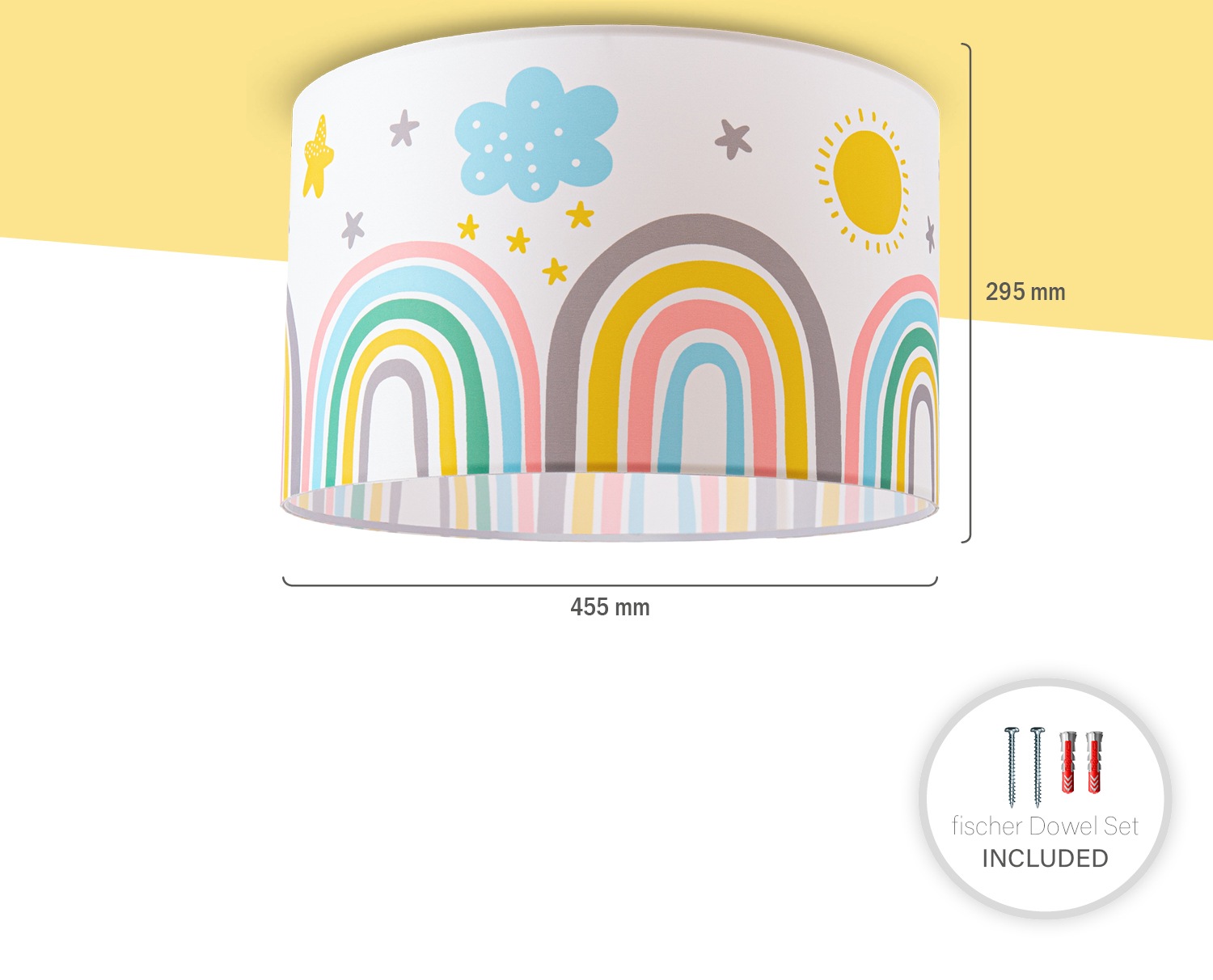 Paco Home Deckenleuchte »Tweet 462«, 1 flammig, Leuchtmittel E27 | ohne Leuchtmittel, Lampe Kinderzimmer Deckenlampe Regenbogen Sonne Wolken Sterne E27