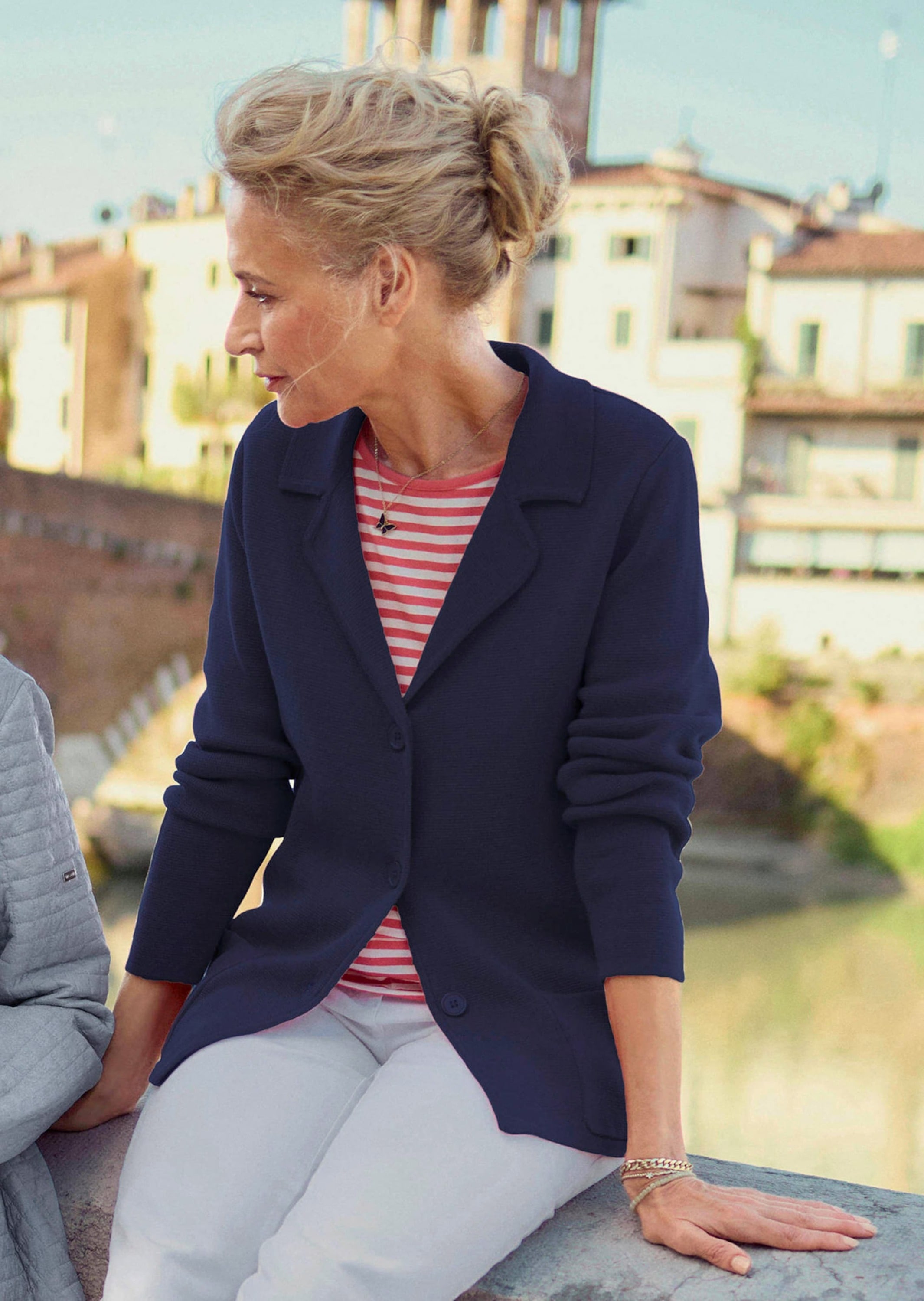 GOLDNER Jackenblazer »Milano-Ripp-Blazer mit Reverskragen« figurschmeichelender Schnitt