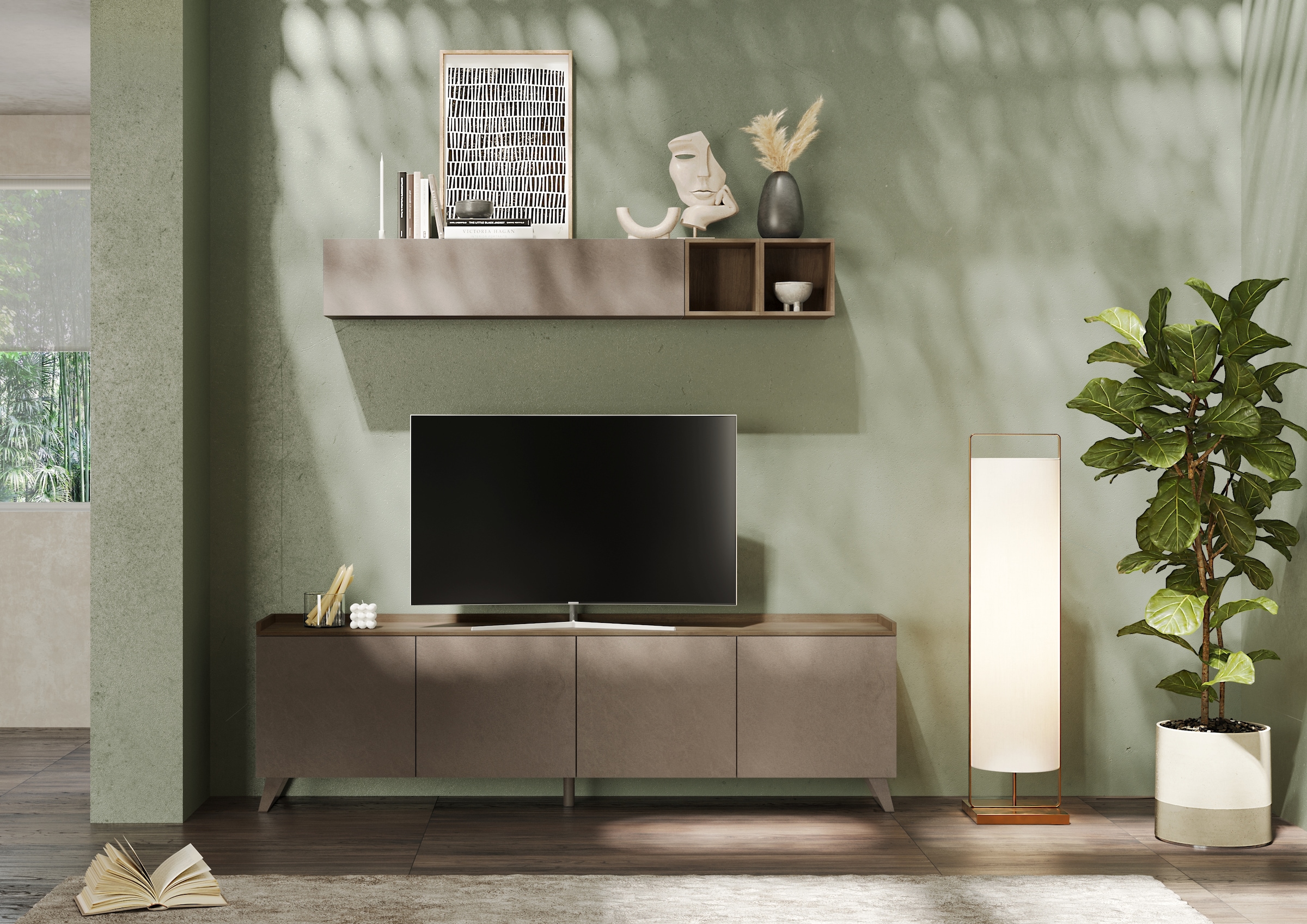 INOSIGN Lowboard »Tray, Breite 241, TV-Bank mit 4 Türen«, Top "Tablet", Push-to-open Funktion