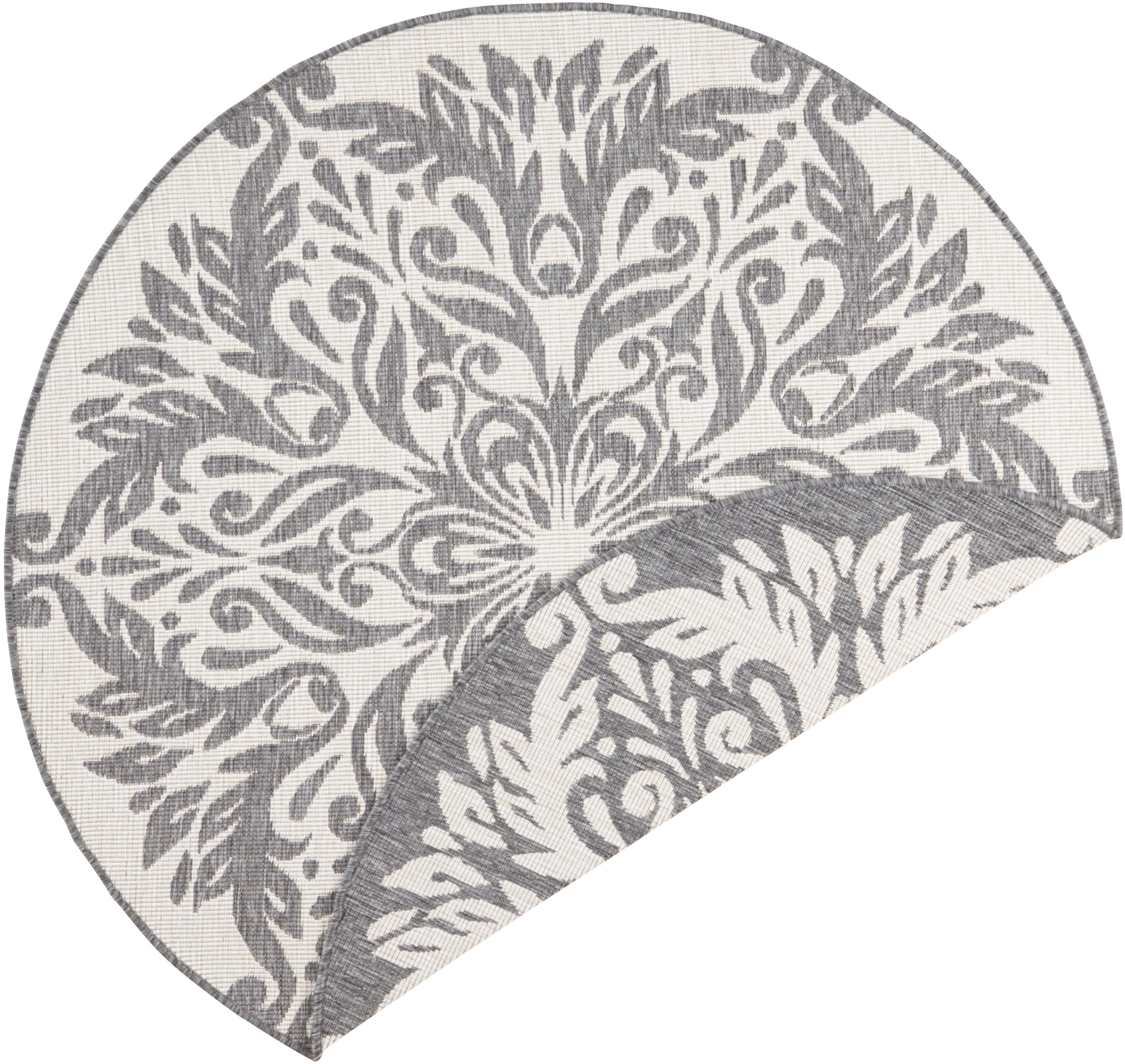 NORTHRUGS Teppich »Madrid«, rund, 5 mm Höhe, In-& Outdoor, Wetterfest, Balkon, Garten, Wohnzimmer, Wasserfest