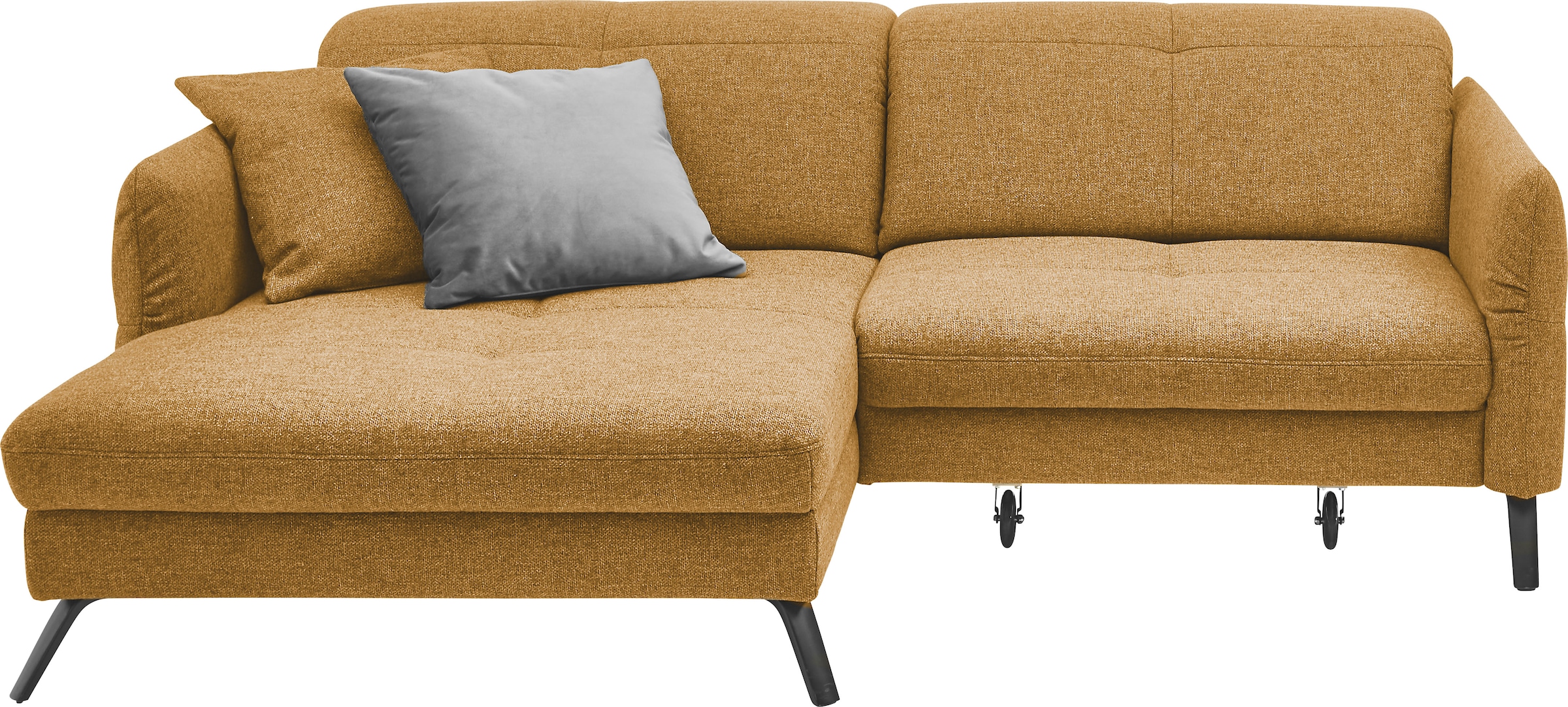 set one by Musterring Ecksofa »SO 4400 V« wahlweise mit motorischer Bettfunktion & Kopfverstellung, Fuß schwarz