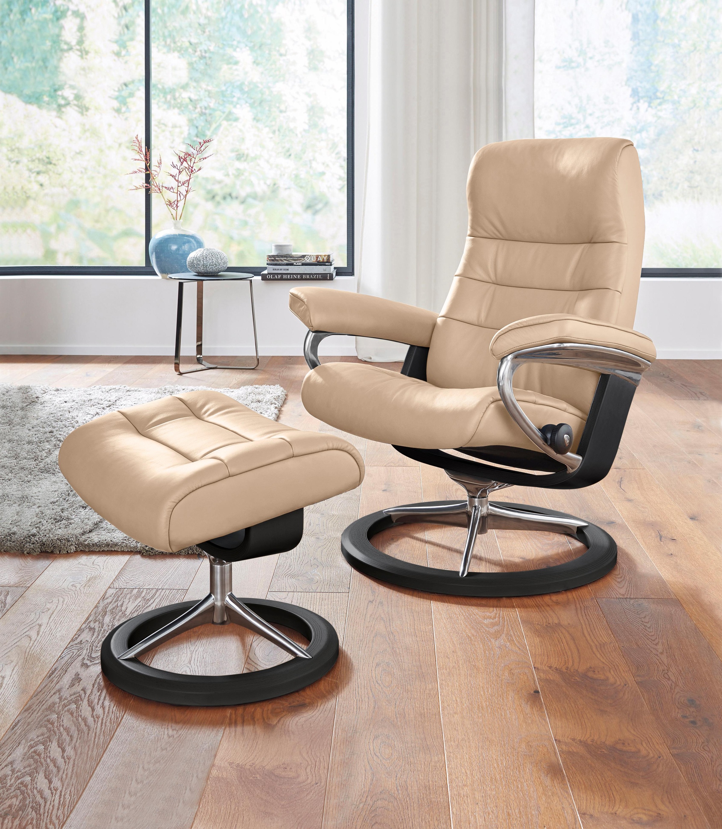 Stressless® Relaxsessel »Opal«, (Set, Relaxsessel mit Hocker), mit Hocker, mit Signature Base, Größe L, mit Schlaffunktion