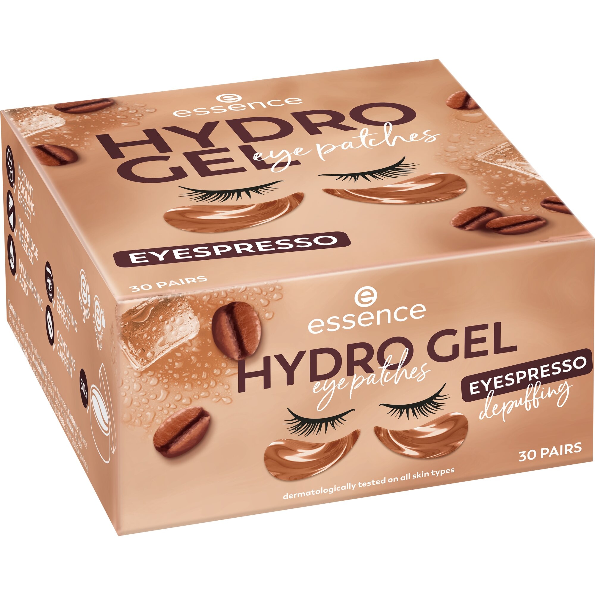 Essence Augenpflege-Set »HYDRO GEL eye patches EYESPRESSO 30 Pairs«, (Set, 3 tlg.), 3-tlg., erfrischend, versorgend