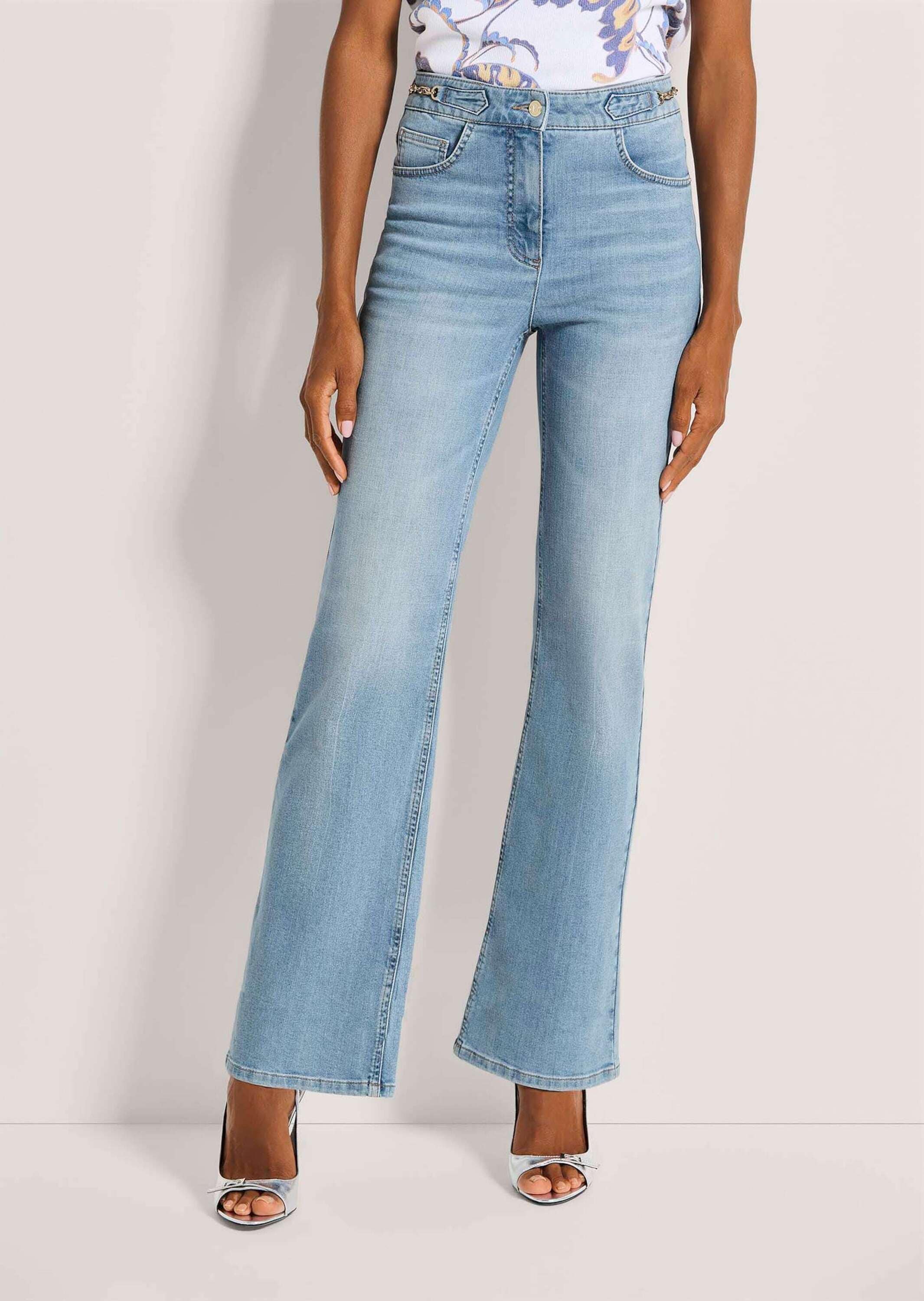 MADELEINE Regular-fit-Jeans »Jeans Straight-Leg-Jeans mit Formbund« Jeans mit weitem Bein und icegoldfarbenen Accessoires