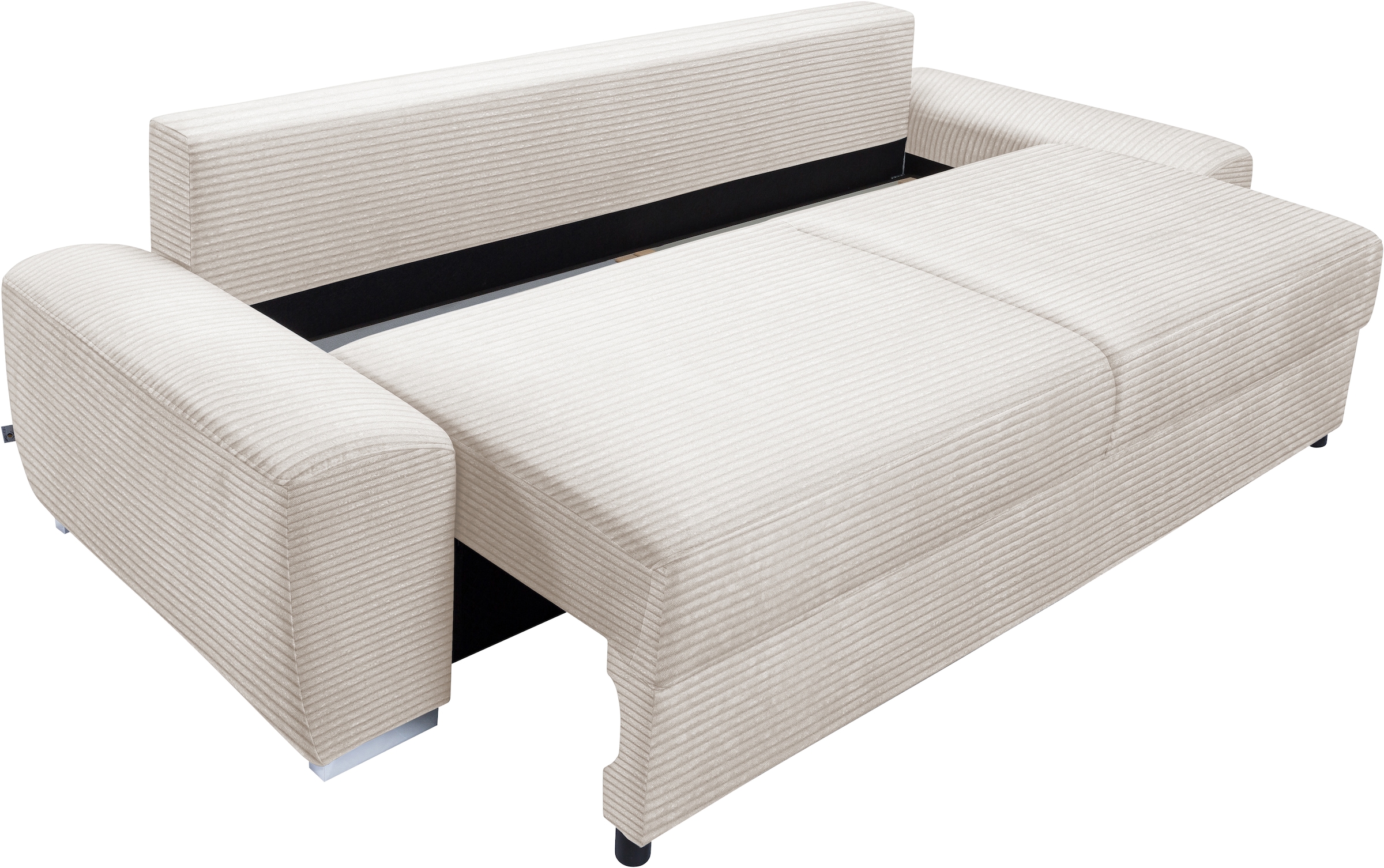 exxpo - sofa fashion 3-Sitzer »SOLSBURY, bequem und komfortabel, Sofa, Schlafsofa, Breite 258cm« inkl. Federkern-Polsterung, Bettfunktion und Stauraum, in Cord